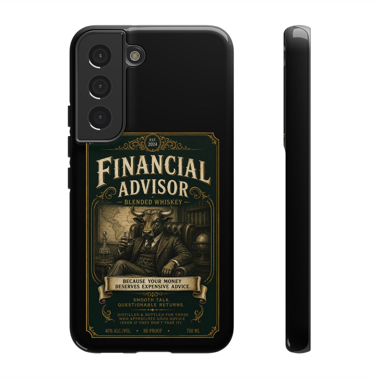 Financial Advisor Phone Case — Vintage Whiskey Label Design