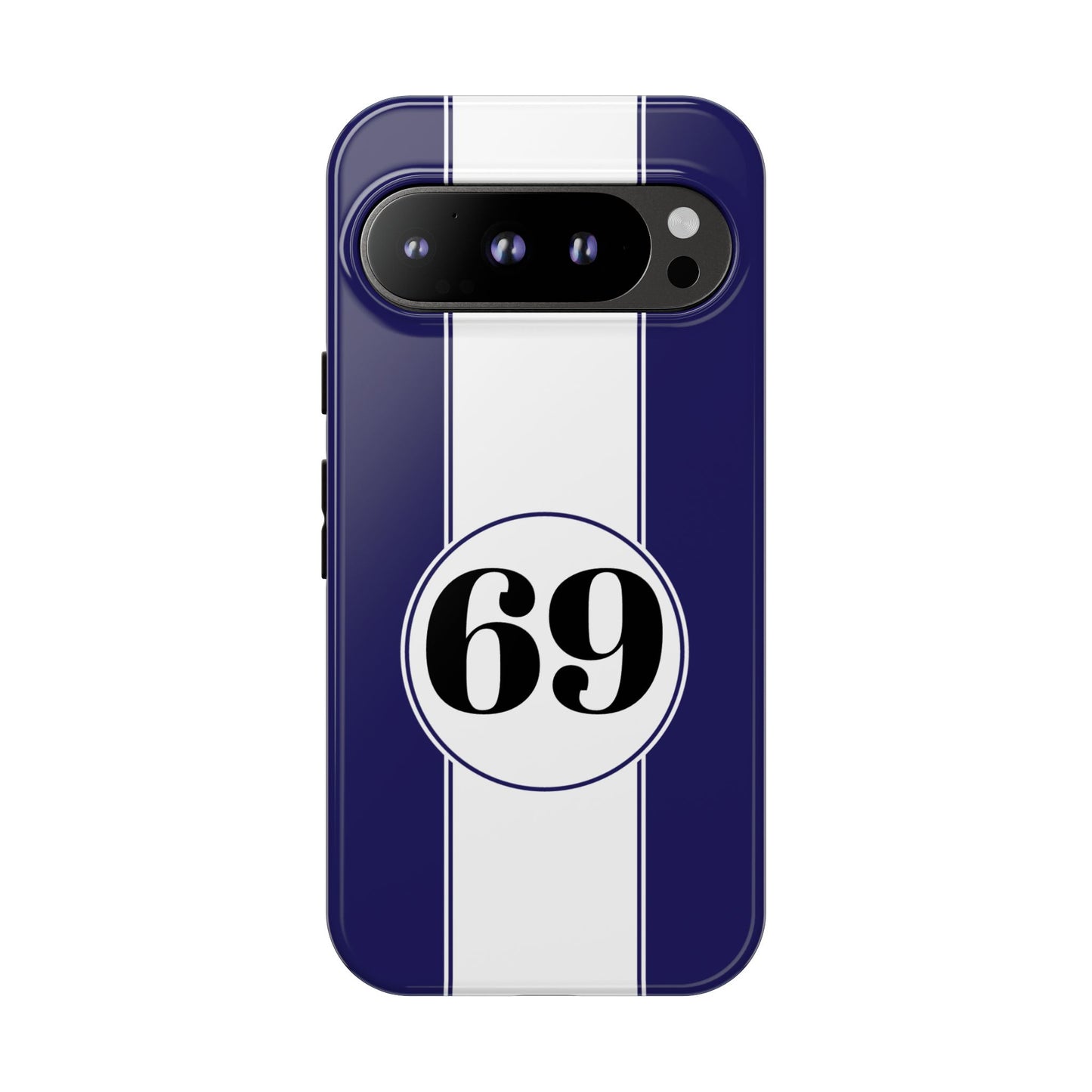Custom Number Racing Stripe Tough Phone Case for Apple iPhone, Samsung Galaxy and Google Pixel.