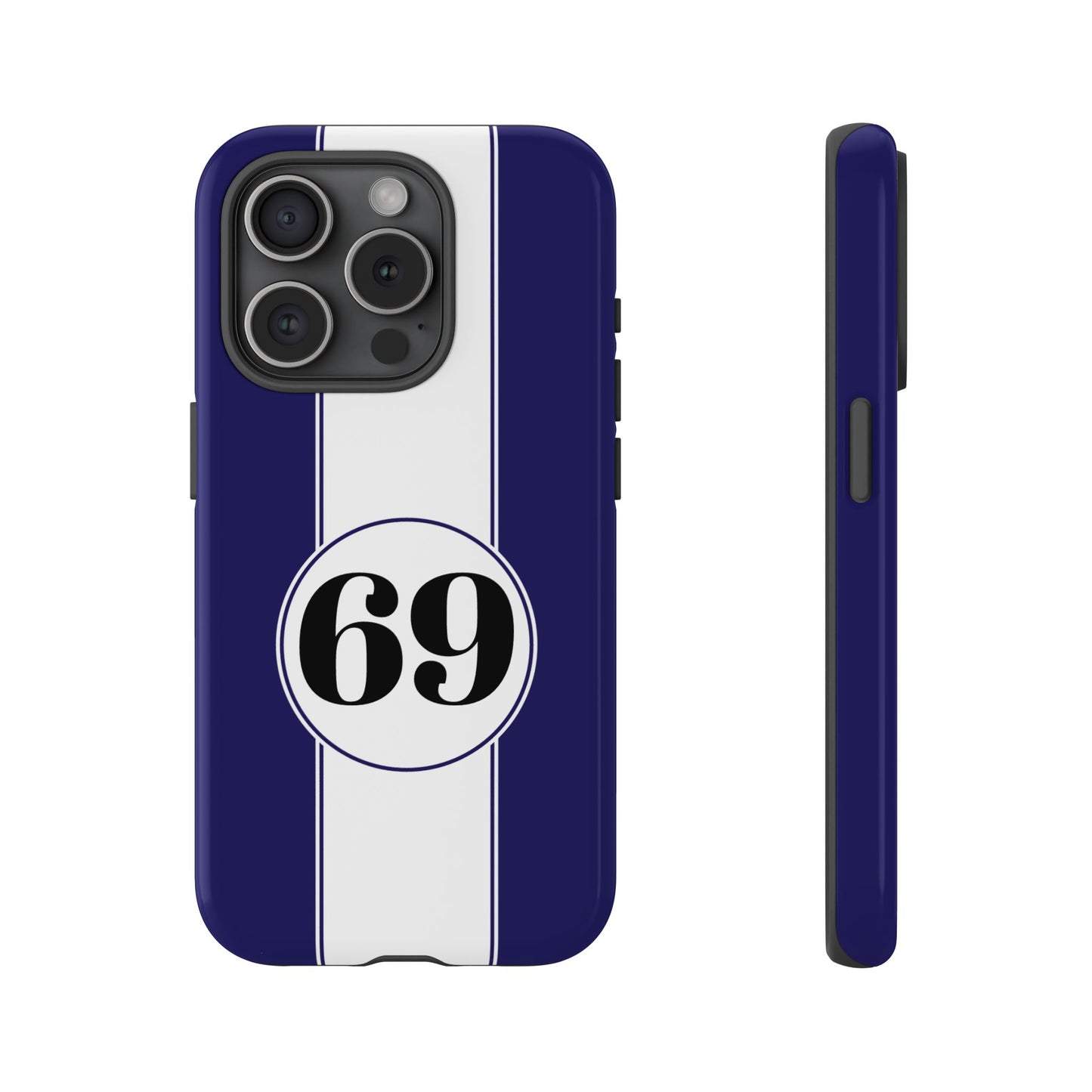Custom Number Racing Stripe Tough Phone Case for Apple iPhone, Samsung Galaxy and Google Pixel.