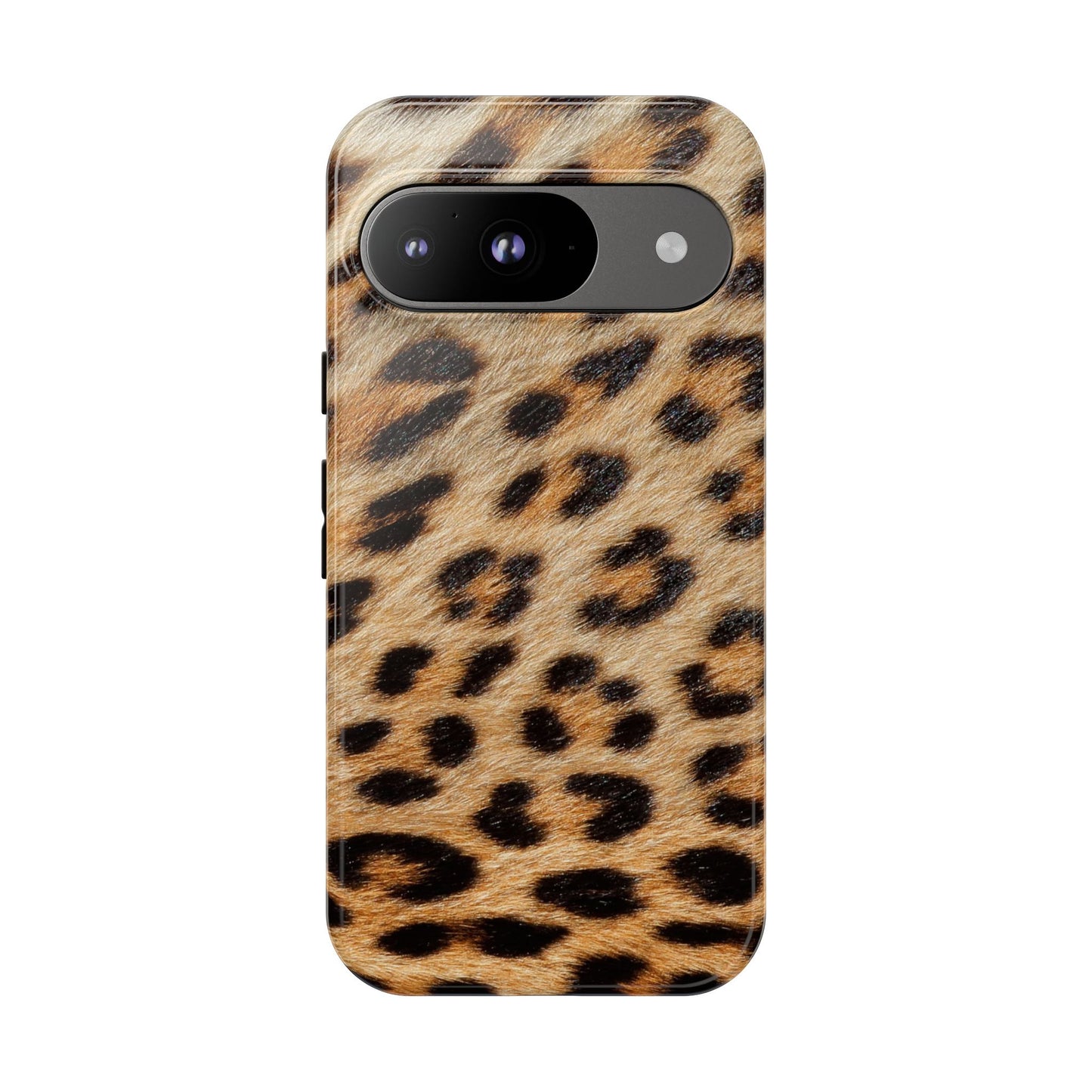 Leopard Print Tough Phone Case — Durable Protective Case with Wild Animal Fur Design