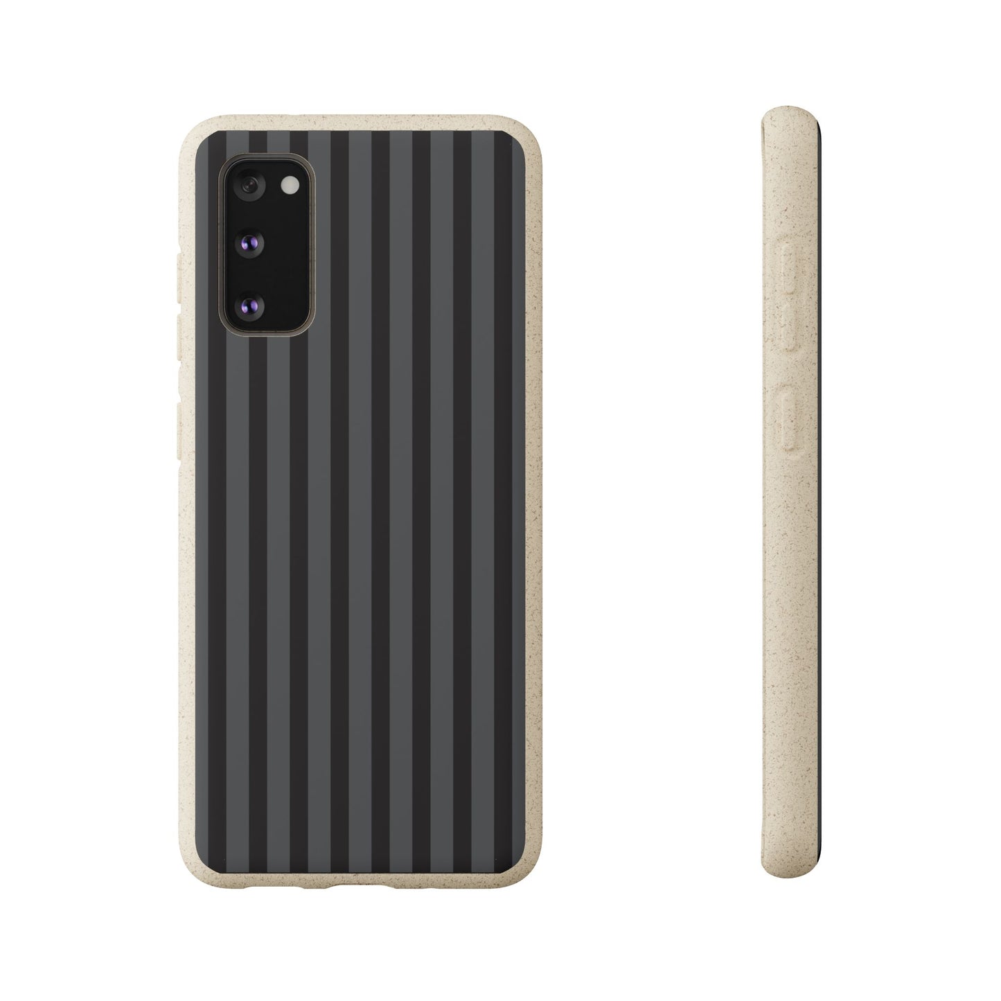 Biodegradable Black Vertical Stripe Phone Cover for Apple iPhone and Samsung Galaxy.