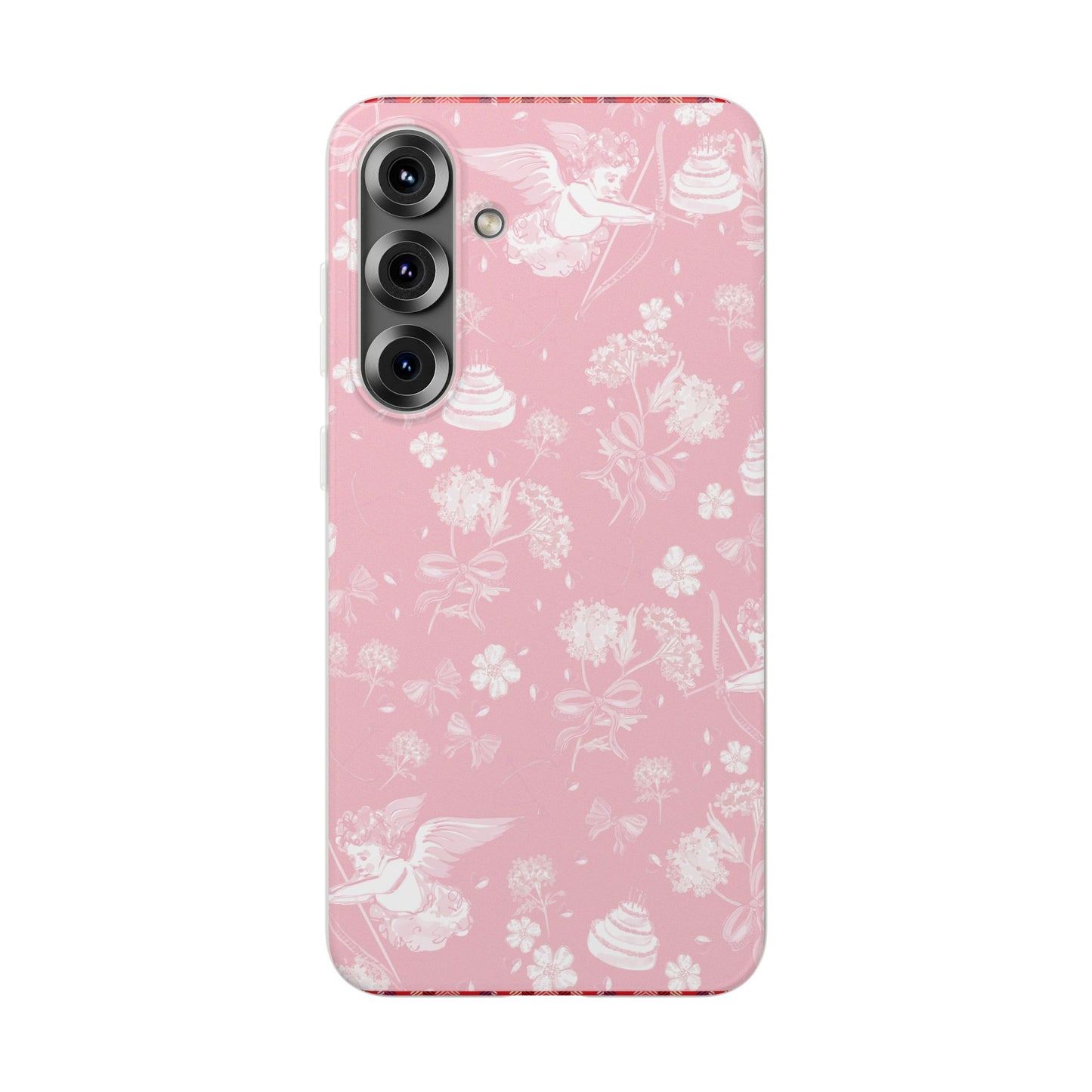 Pink Floral Cherub Flexi Phone Case for Apple iPhone and Samsung Galaxy.
