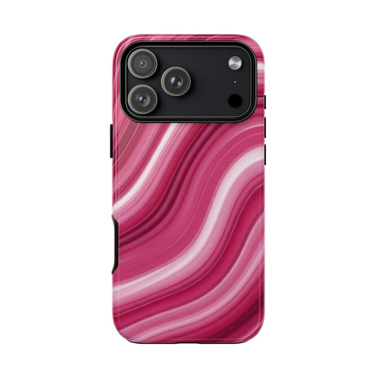 Pink Marble Wave Phone Case — Protective Tough Case with Pink Swirl Design