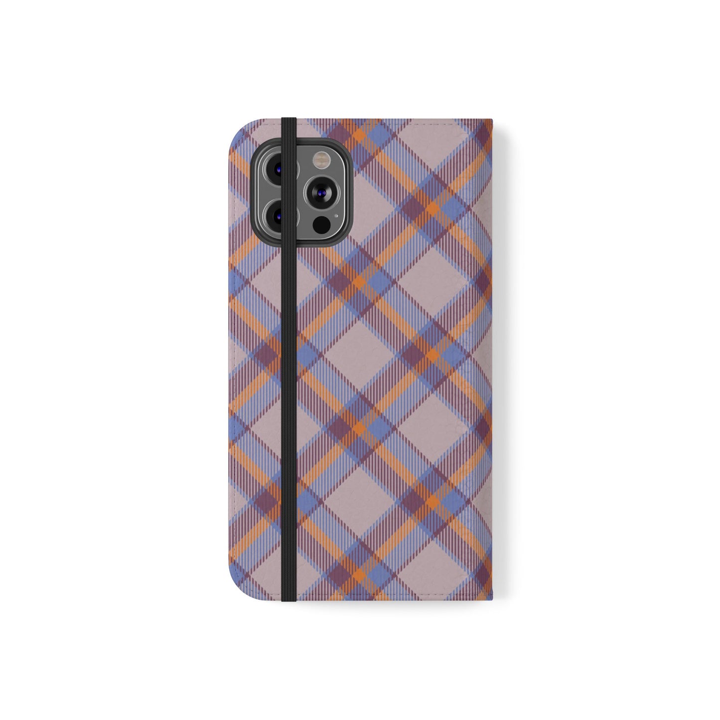 Tartan Flip Phone Case — purple & Orange Plaid Wallet Cover