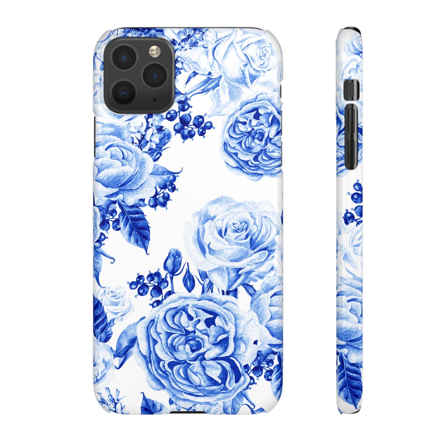 Blue Porcelain Floral Snap Phone Case — Vintage Rose Pattern