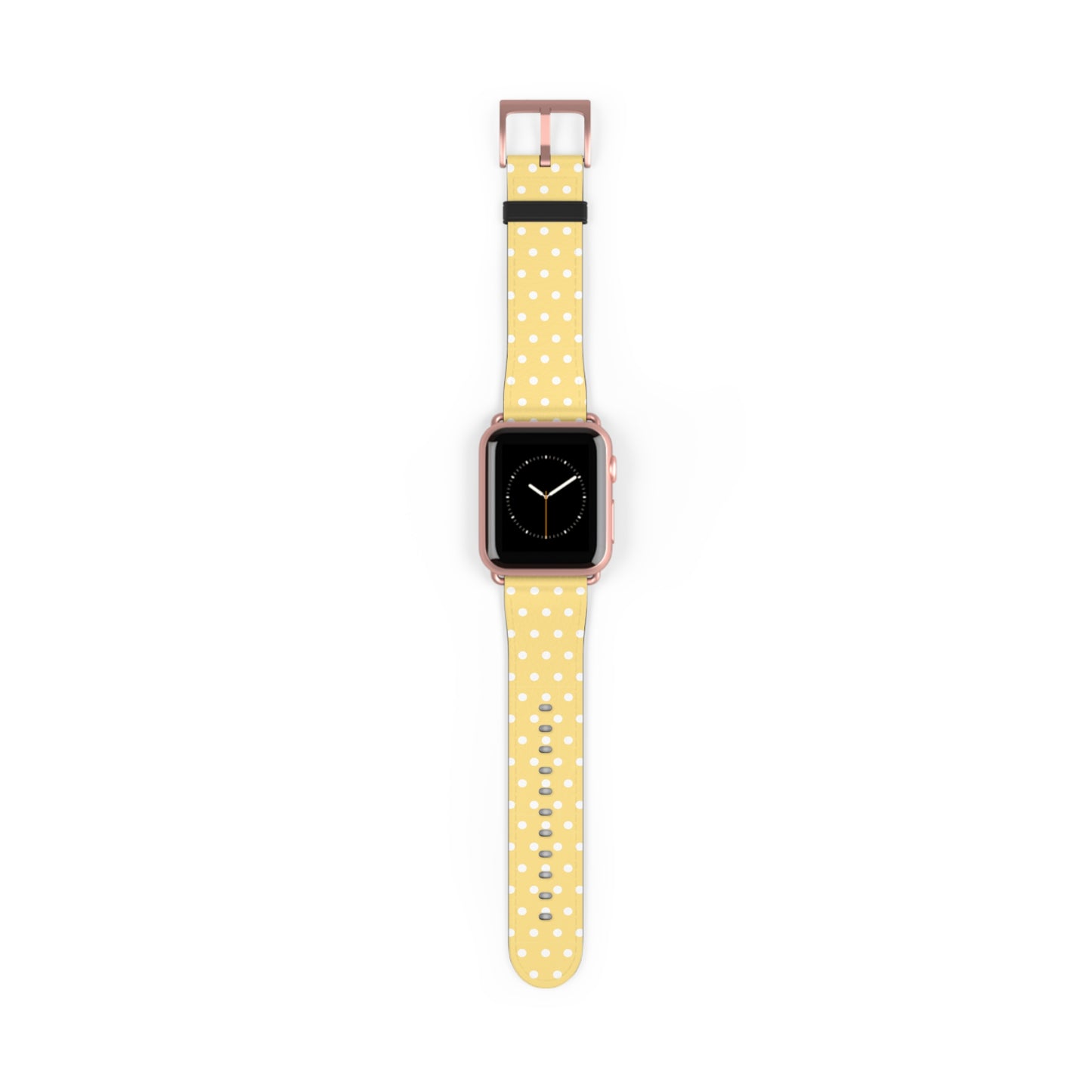 apple watch band in yellow polka dot pattern, cute floral retro strap, pastel women’s casual watch accessory