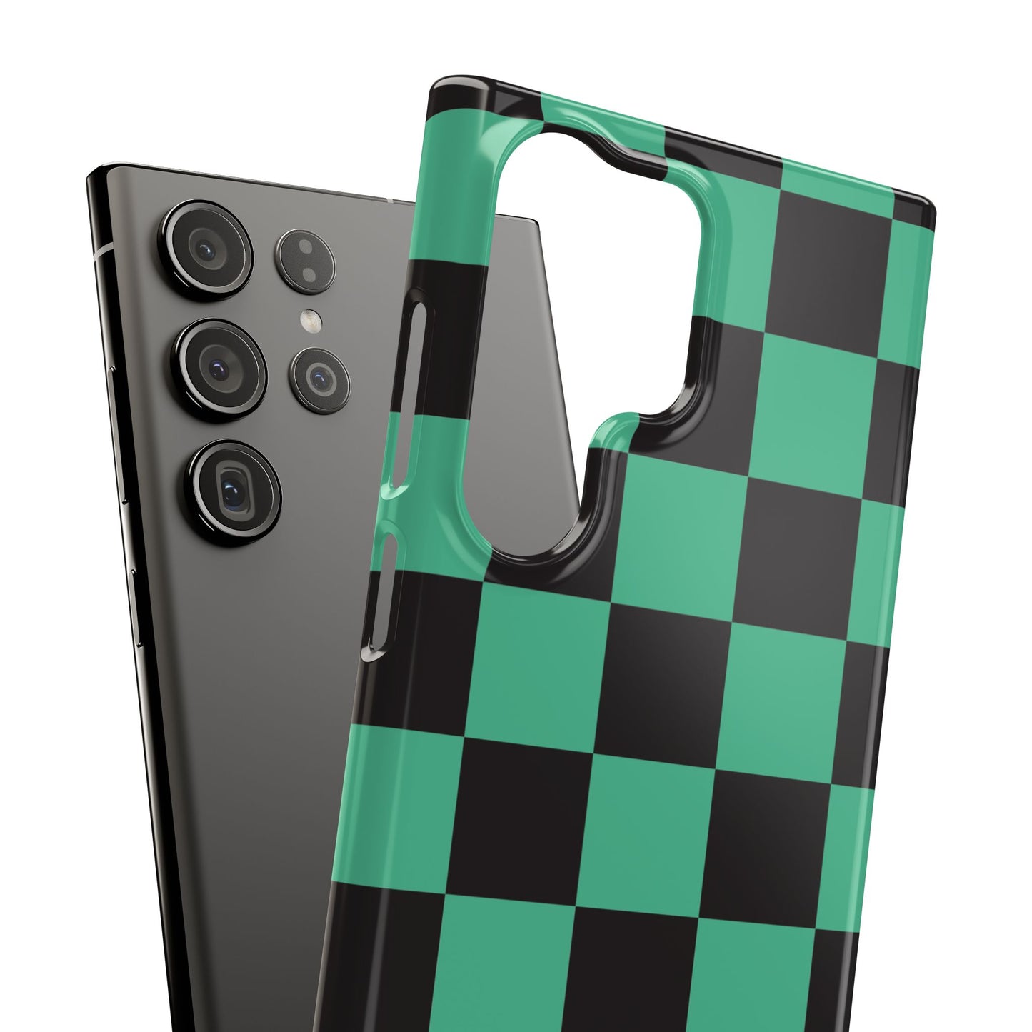 Checkered Teal Snap Case — Black & Teal Phone Cover