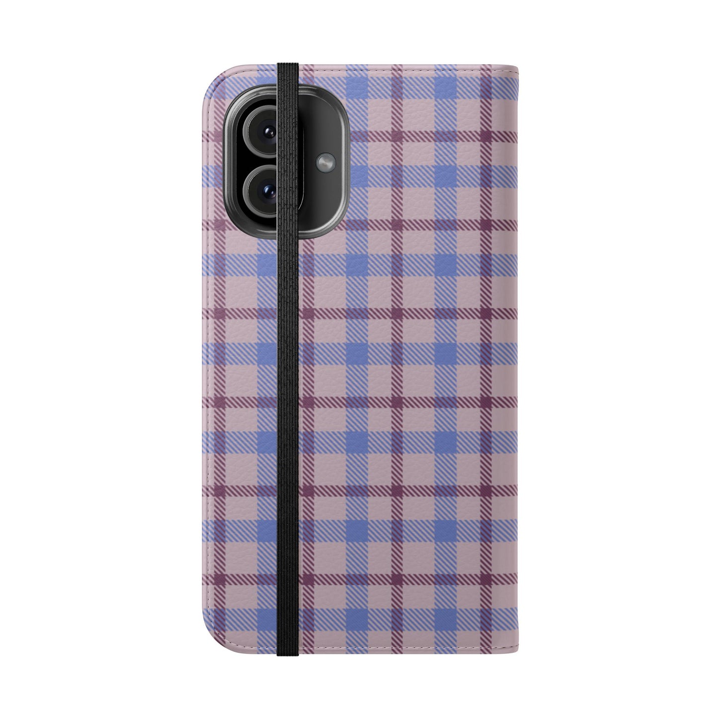 Tartan Flip Phone Case — Blue & Purple Plaid Wallet Cover