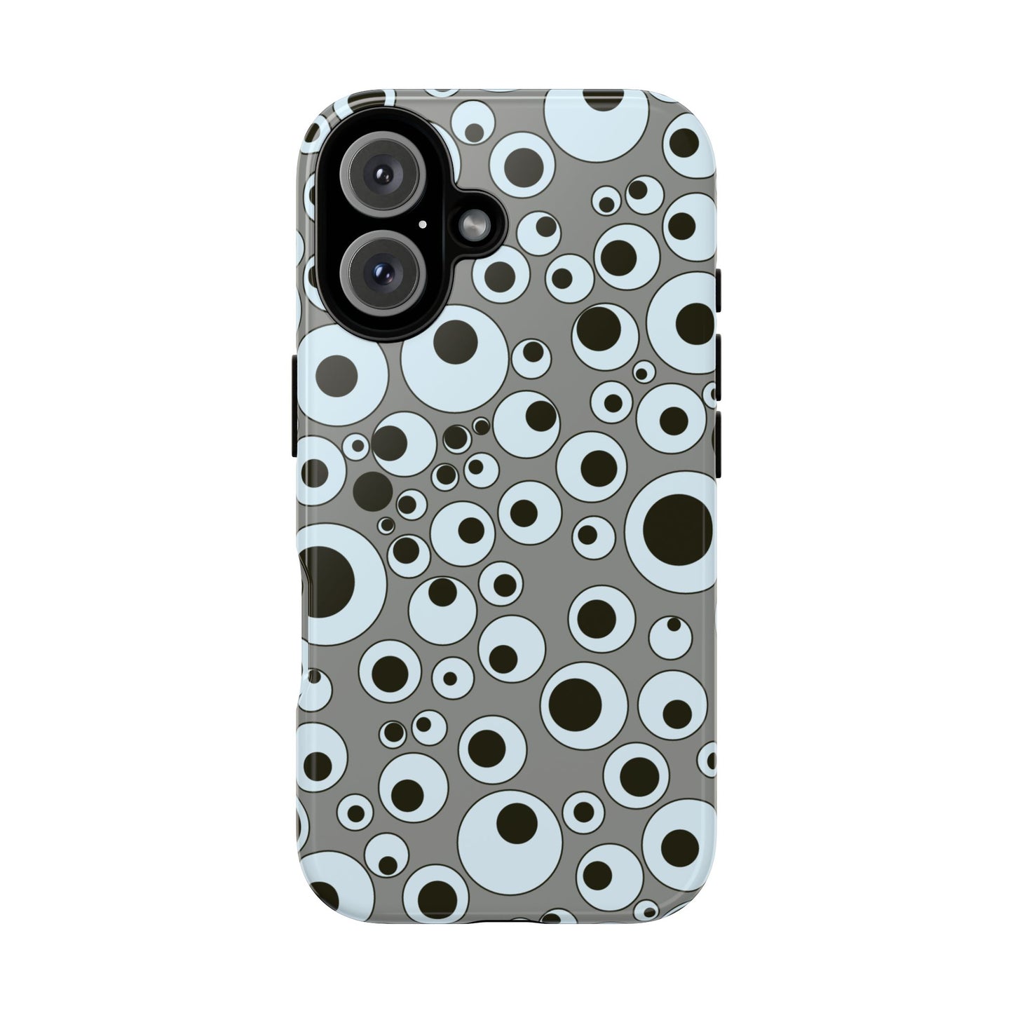 Bubble Pattern Tough Phone Case – Grey Retro Polka-Dot Design