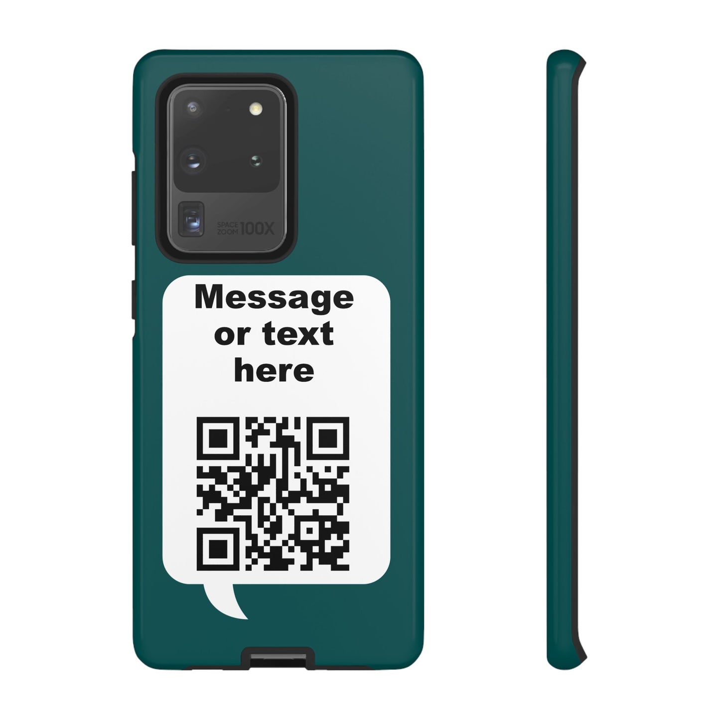 Custom QR Code Tough Phone Case — "Custom text" Contact Case