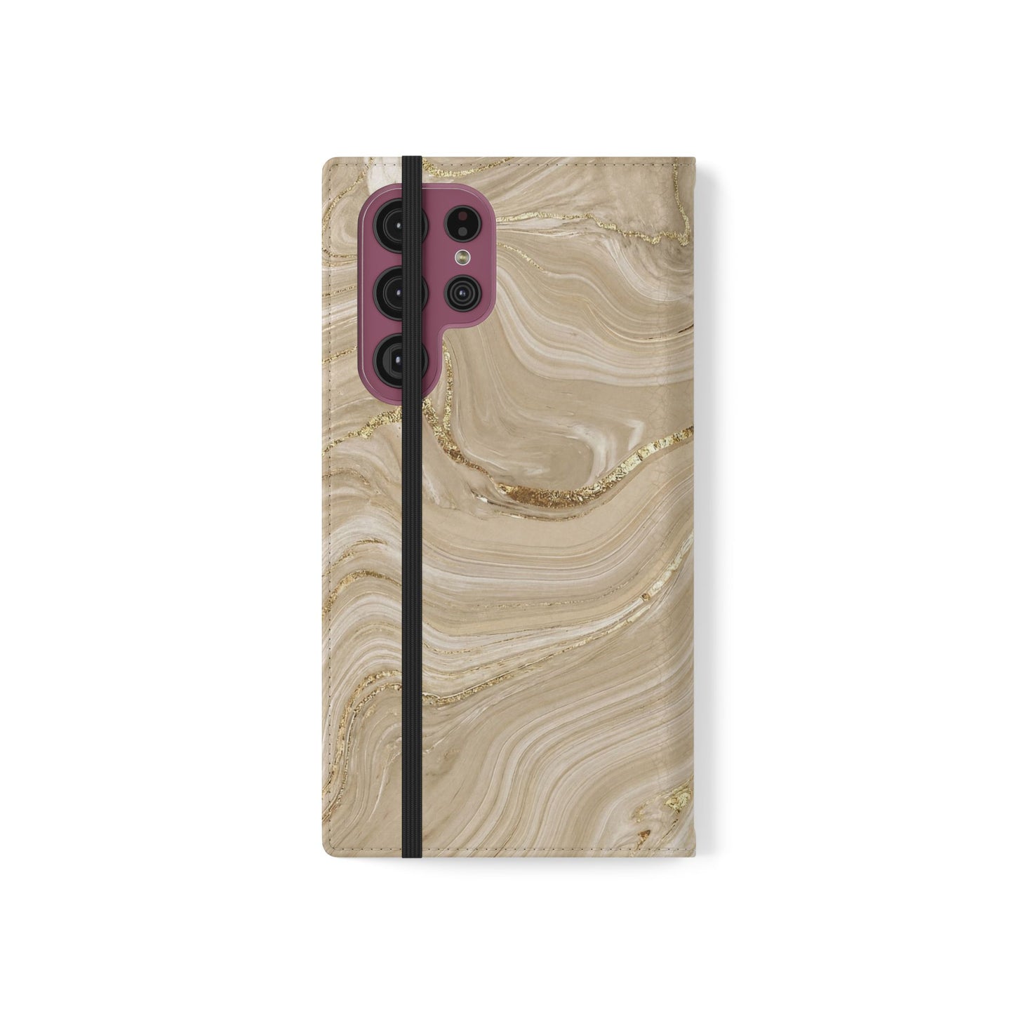 Marble Beige Flip Phone Case – Stylish Wallet Phone Cover with Card Slots