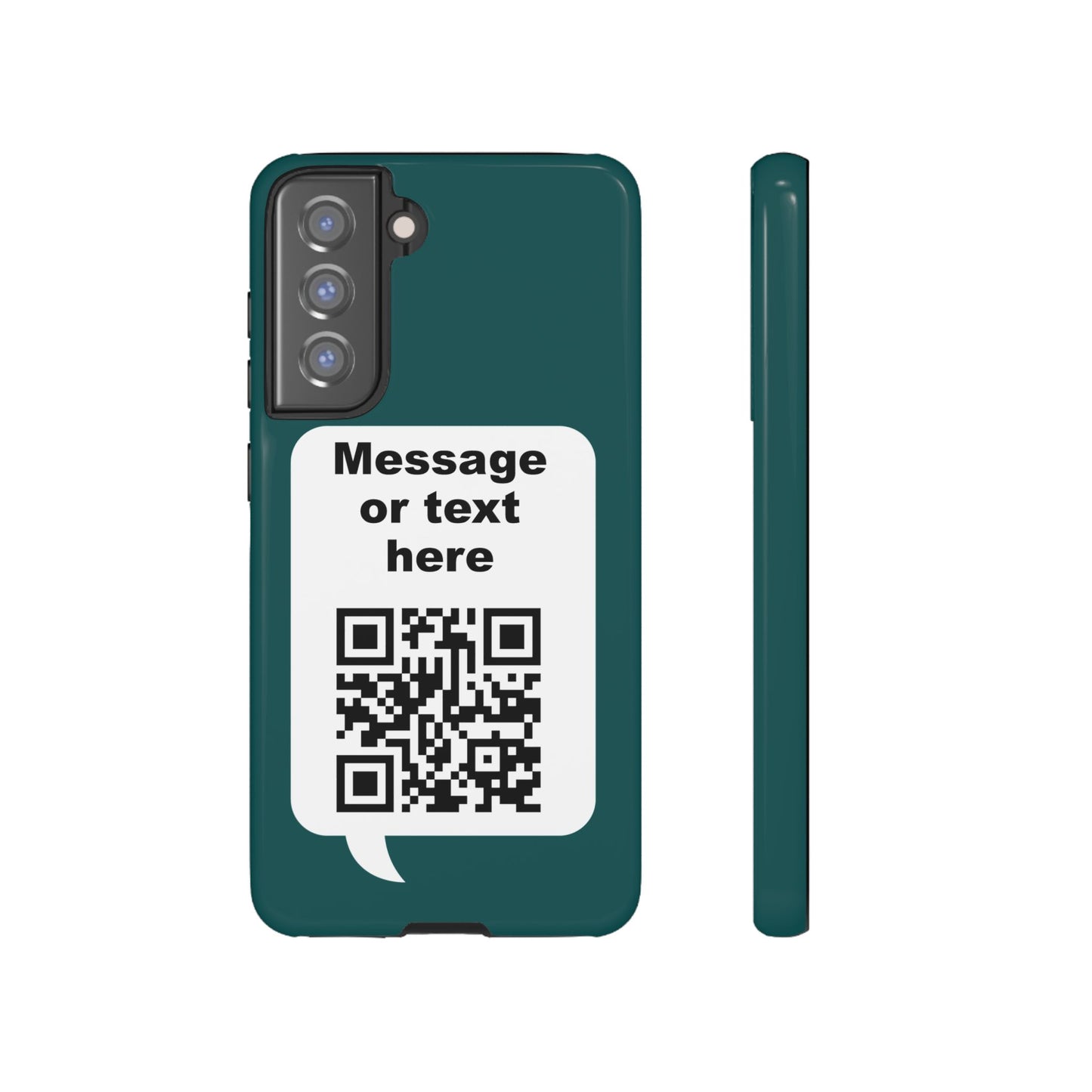 Custom QR Code Tough Phone Case — "Custom text" Contact Case