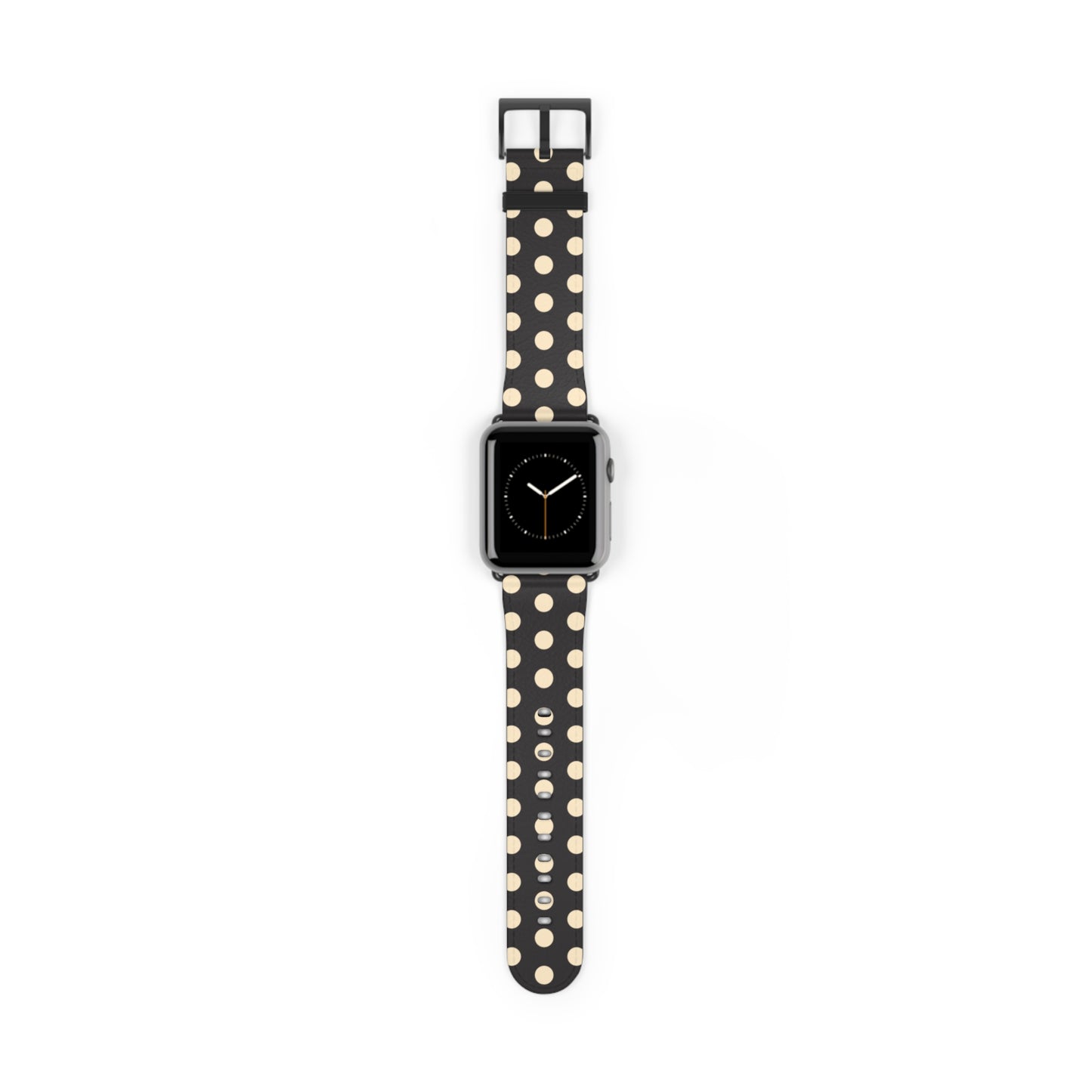 Vintage inspired black and cream polka dot ring holder with magnetic grip, ergonomic design, and retro style