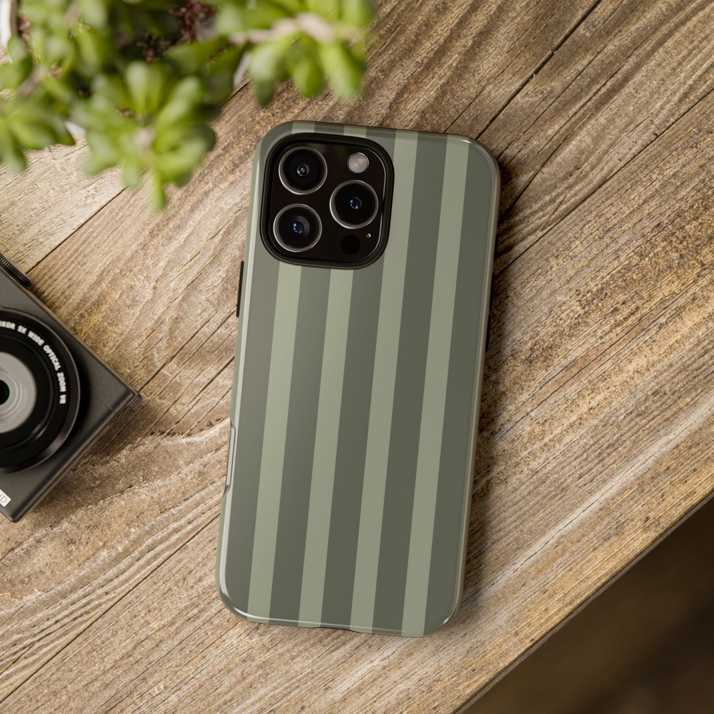 Olive Striped Tough Phone Case — Durable Military-Inspired Protective Cover
