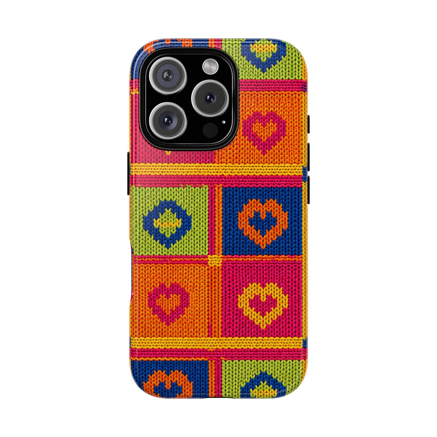 Retro Knit Pattern Heart Patch Tough Phone Case