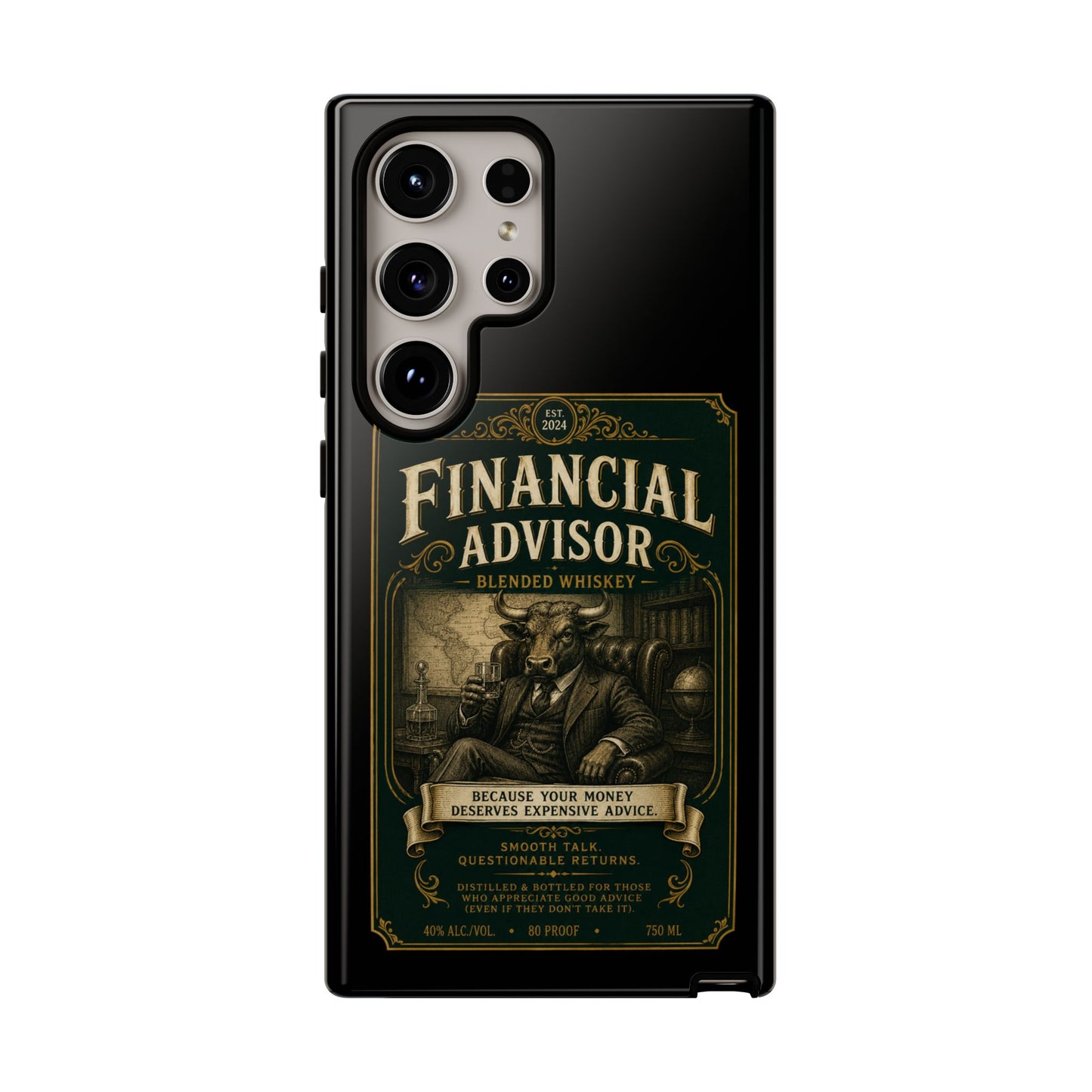 Financial Advisor Phone Case — Vintage Whiskey Label Design