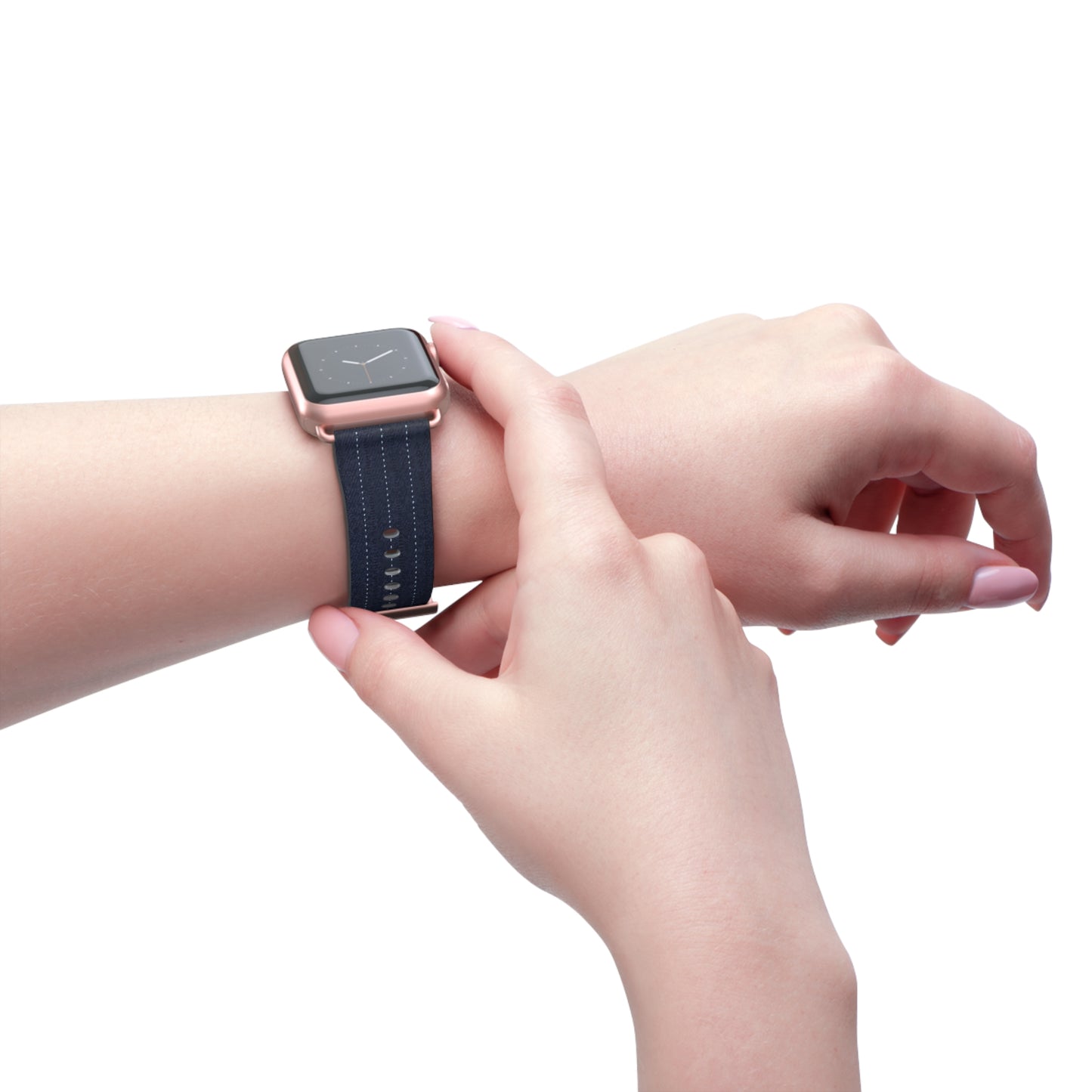 Navy Stitch Leather Watch Band — Classic Apple Watch Strap