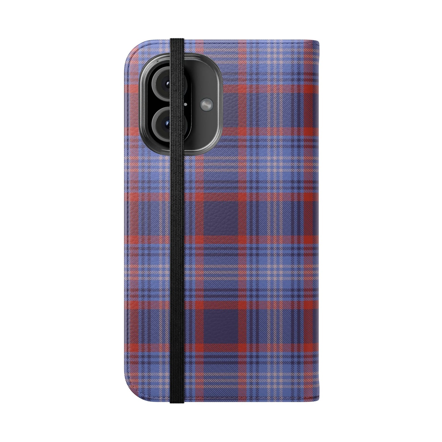 Tartan Flip Phone Case — Red & Purple Plaid Wallet Cover