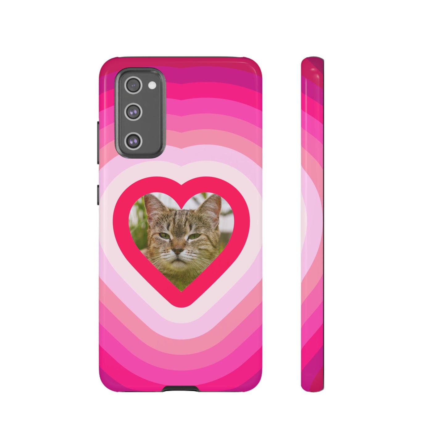 Single Image Personalised  Heart Photo Phone Case – Pink Gradient Love Tough Case for Apple iPhone, Samsung Galaxy and Google Pixel.