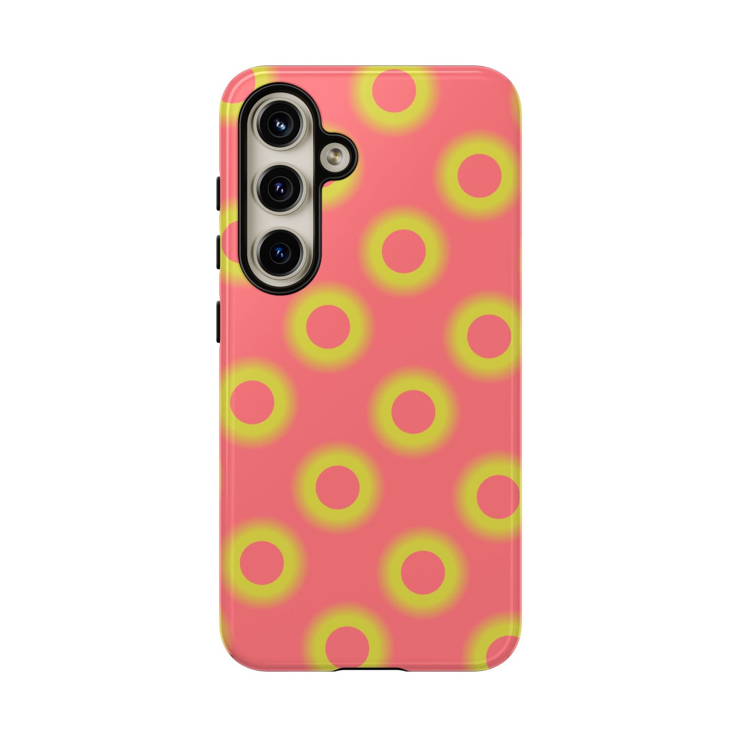 Neon Polka Dot Phone Case — Retro Pink & Lime Protective Cover