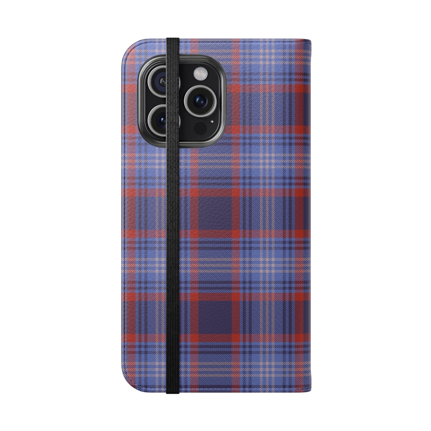 Tartan Flip Phone Case — Red & Purple Plaid Wallet Cover