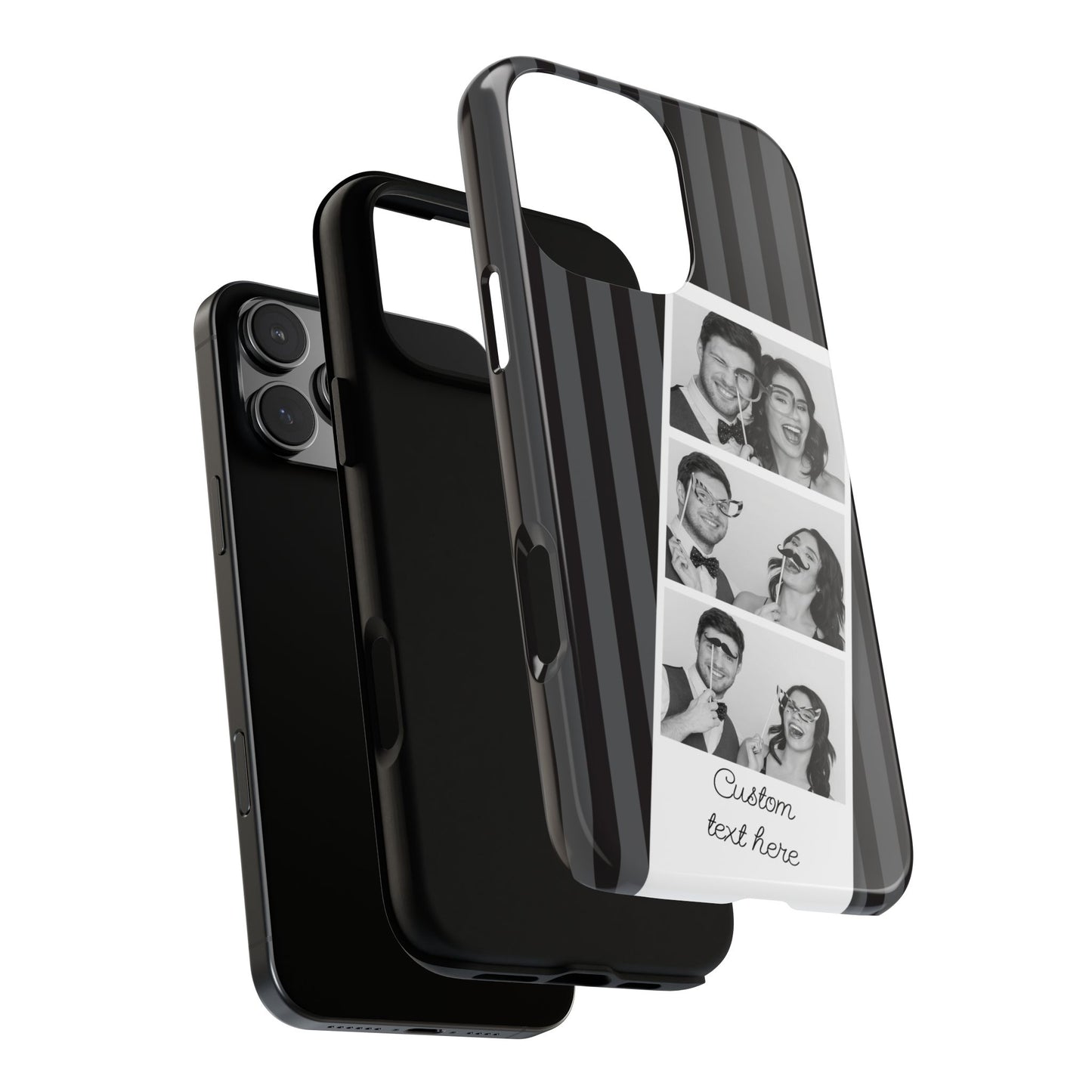 Customisable Three Image Retro Photobooth Design Tough Case for Apple iPhone, Samsung Galaxy and Google Pixel.
