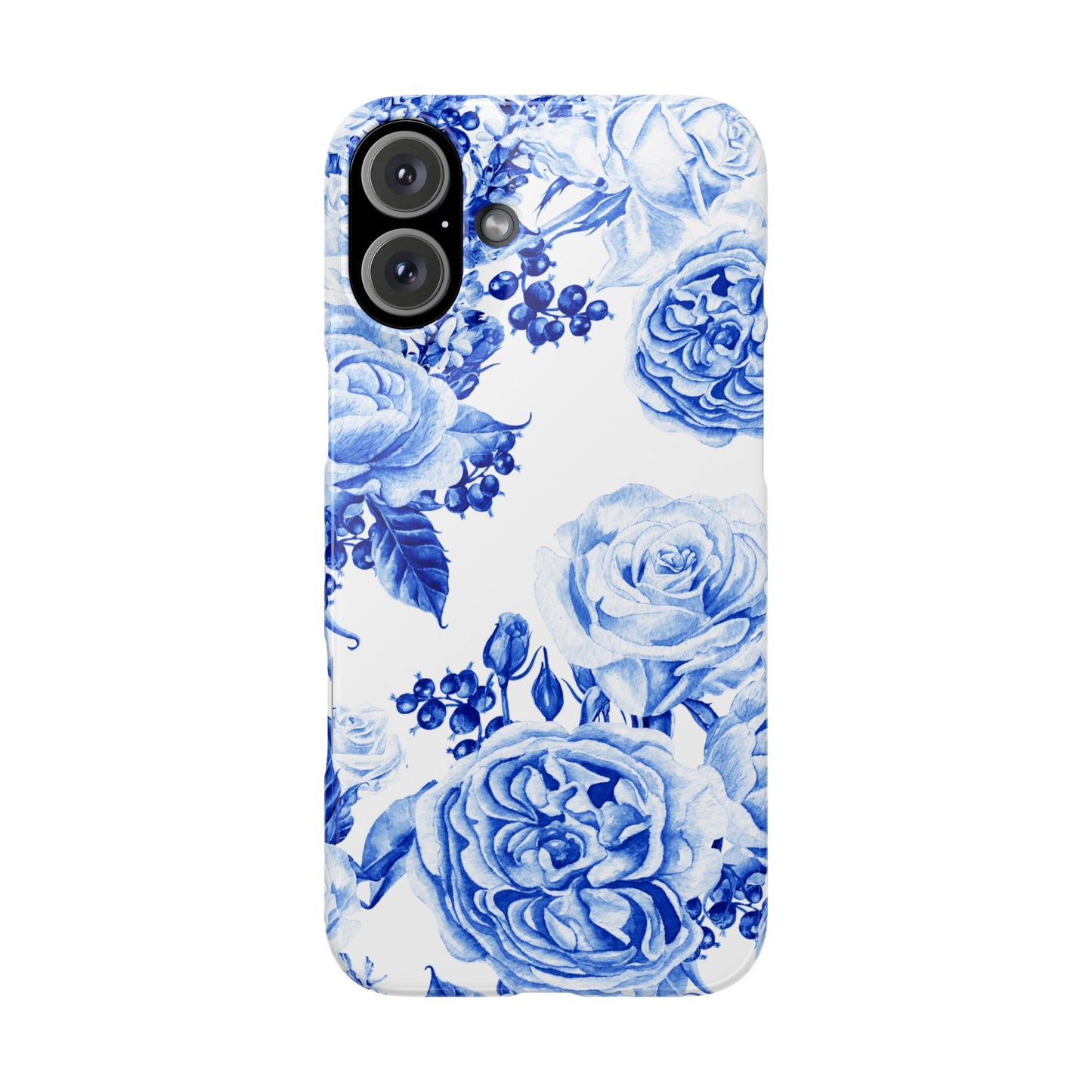 Blue Porcelain Floral Snap Phone Case — Vintage Rose Pattern