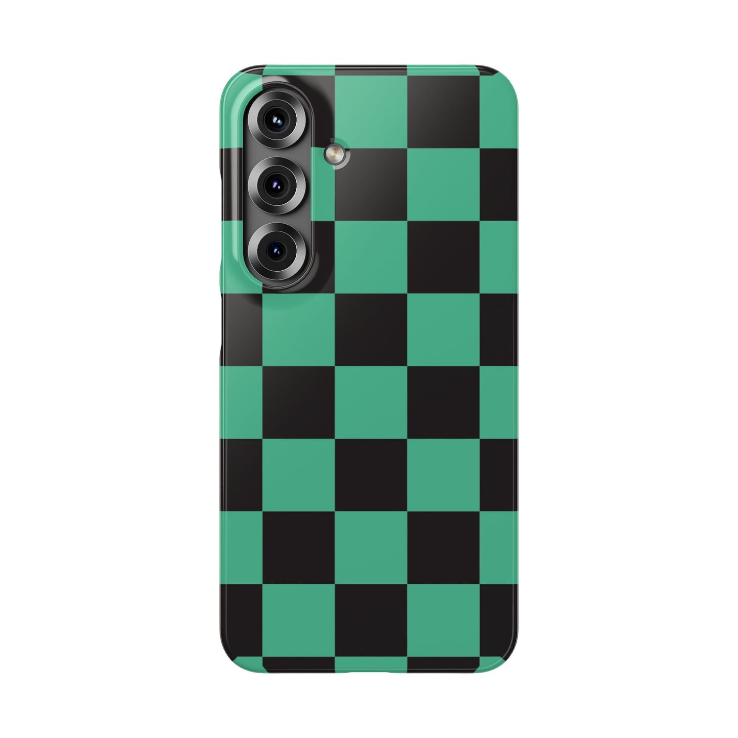 Checkered Teal Snap Case — Black & Teal Phone Cover
