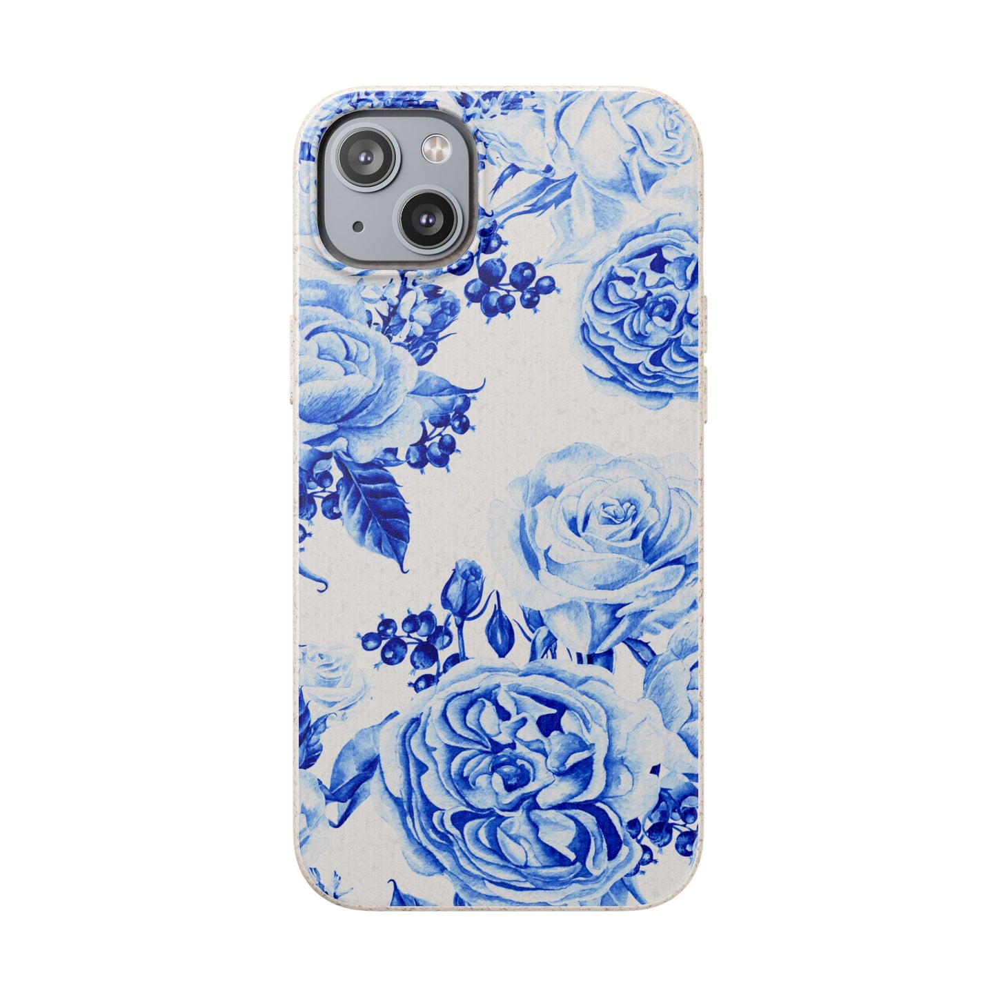 Blue Floral Biodegradable Eco-Friendly Phone Cover for Apple iPhone and Samsung Galaxy.