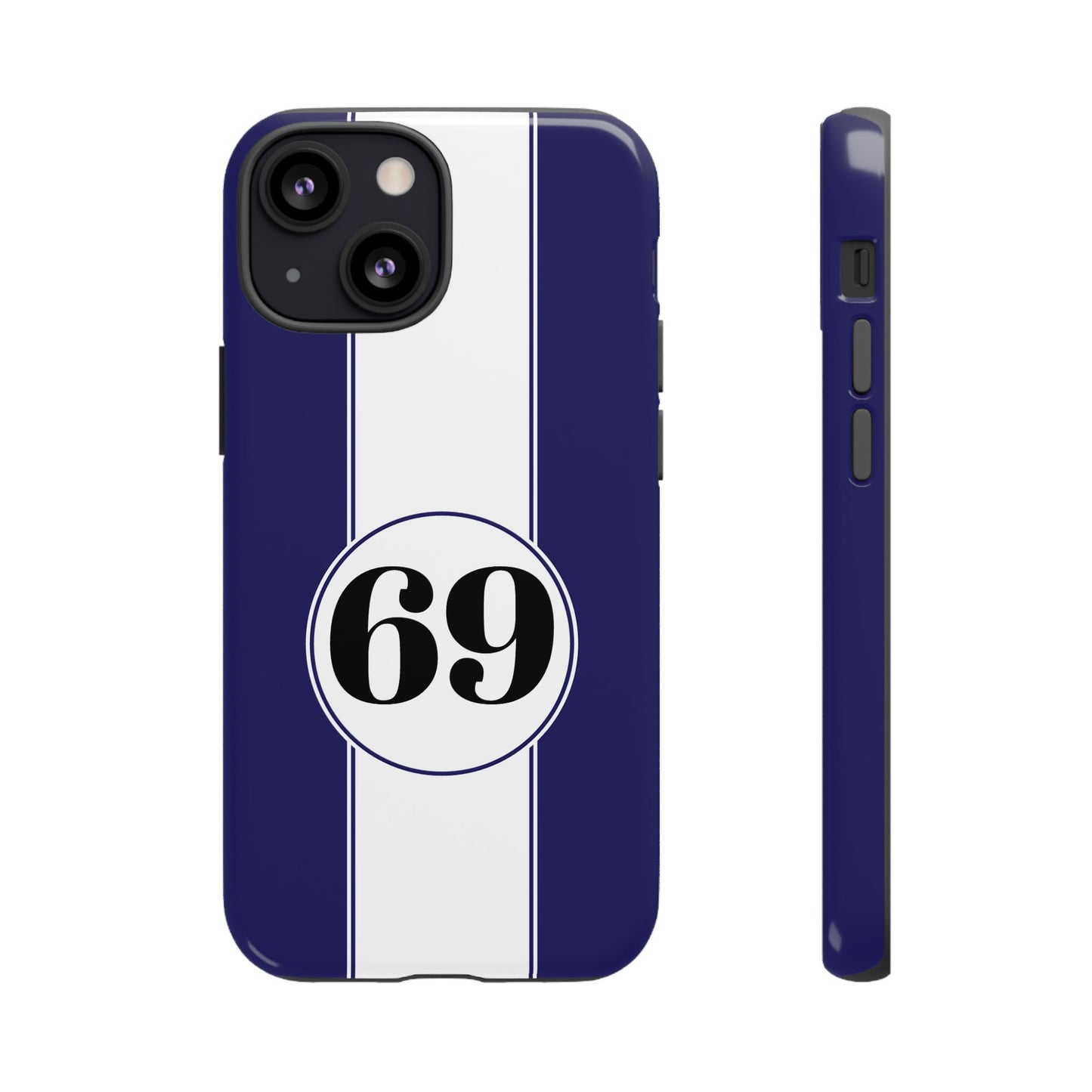 Custom Number Racing Stripe Tough Phone Case for Apple iPhone, Samsung Galaxy and Google Pixel.