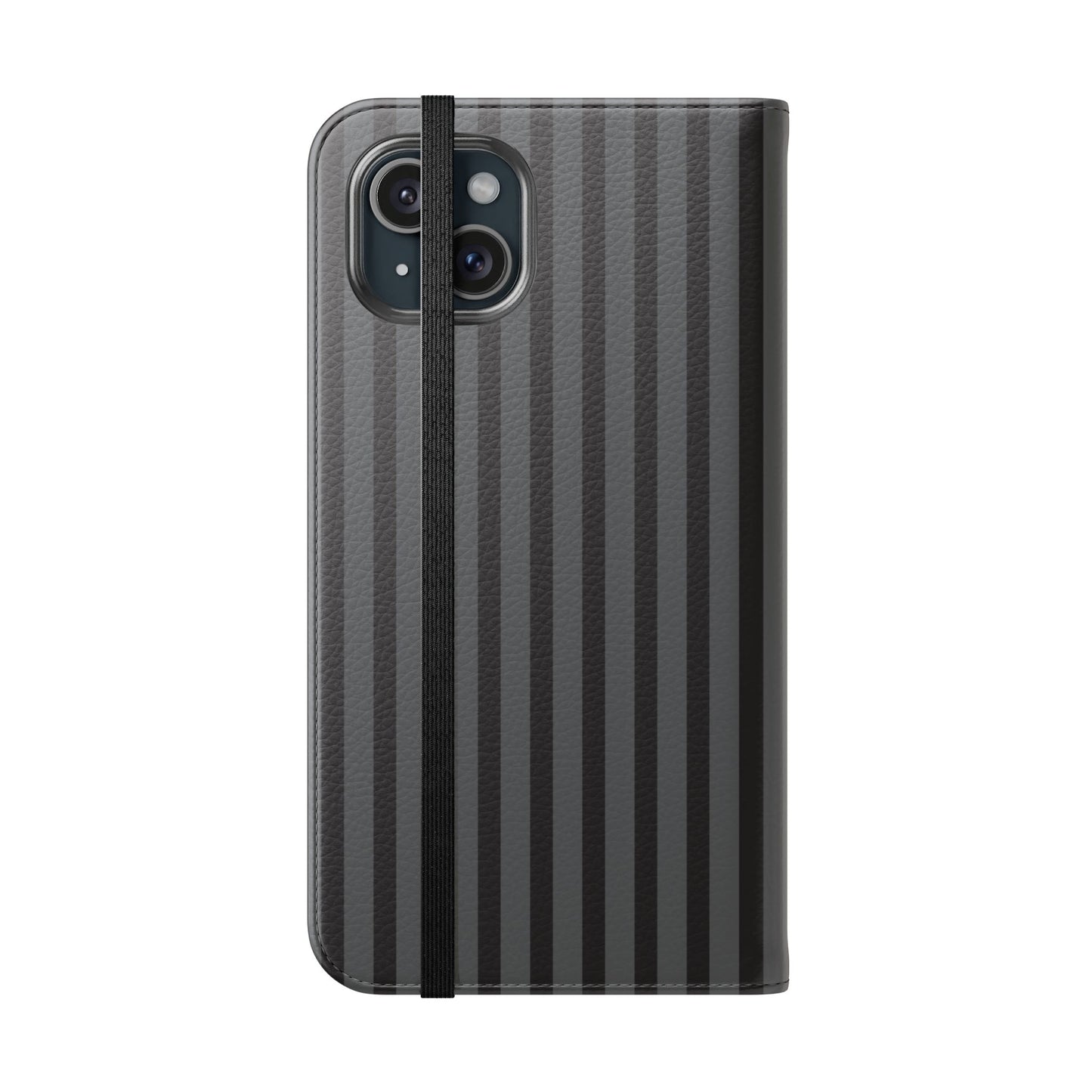 Striped Gray Flip Phone Case — Wallet Flip Case with Card Slots