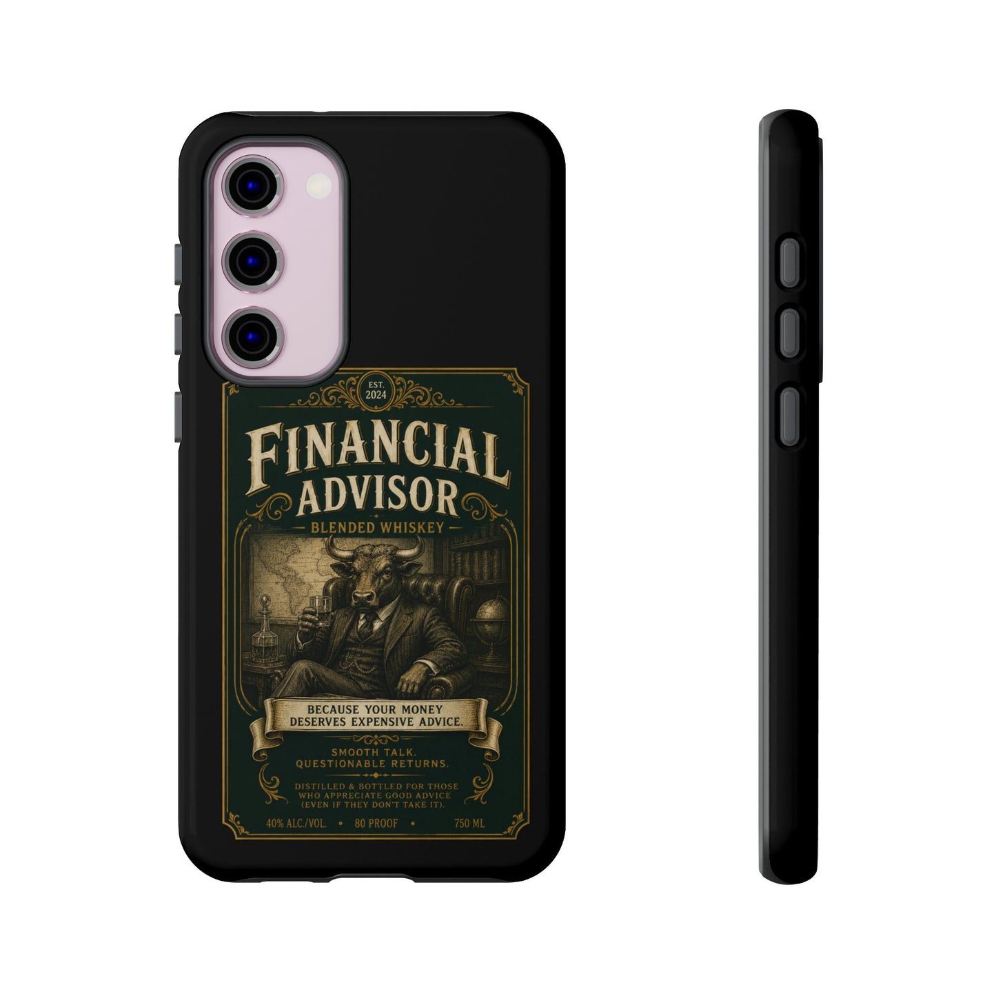 Financial Advisor Phone Case — Vintage Whiskey Label Design