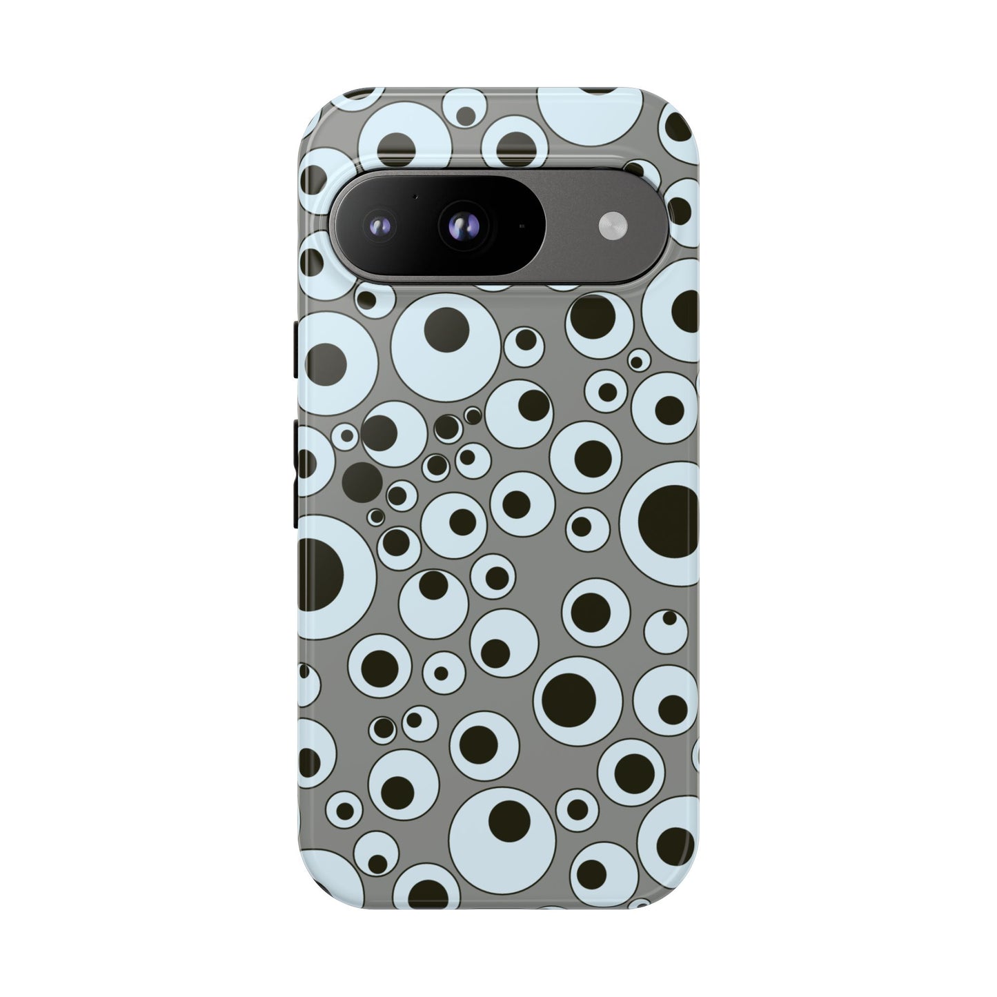 Bubble Pattern Tough Phone Case – Grey Retro Polka-Dot Design