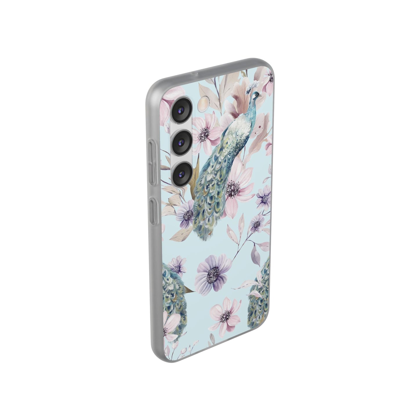 Peacock Floral Phone Case — Pastel Watercolor Bird Slim Case