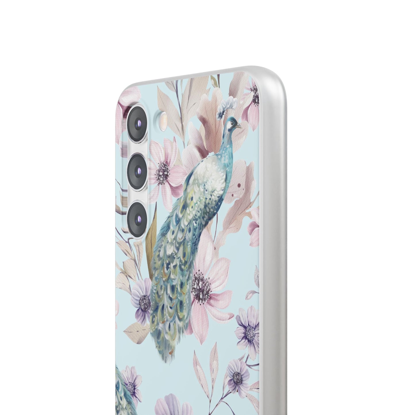 Peacock Floral Phone Case — Pastel Watercolor Bird Slim Case