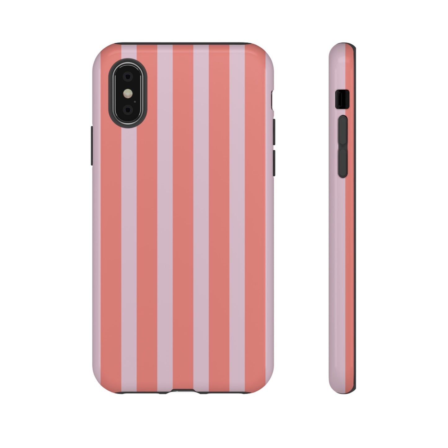 Pink Striped Tough Phone Case — Durable Protective Cover