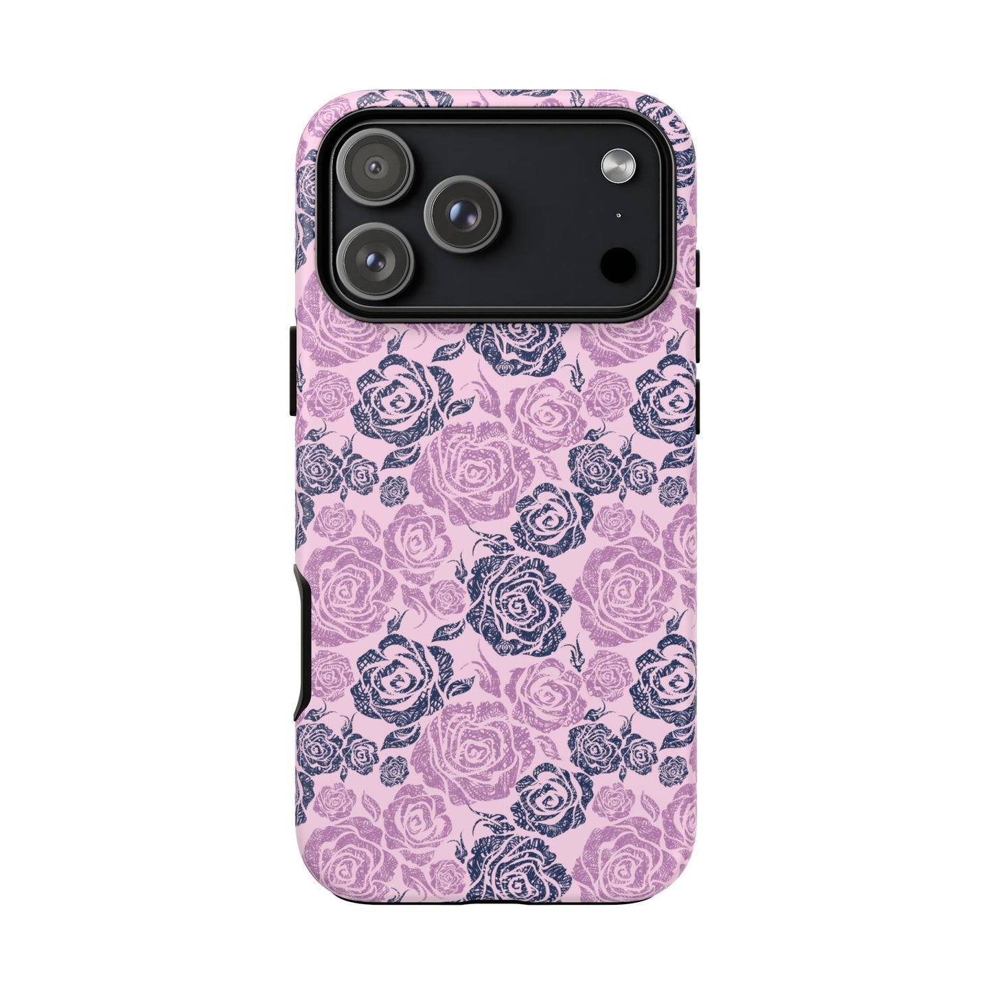 Floral Rose Tough Phone Case — Pink & Slate Rose Pattern