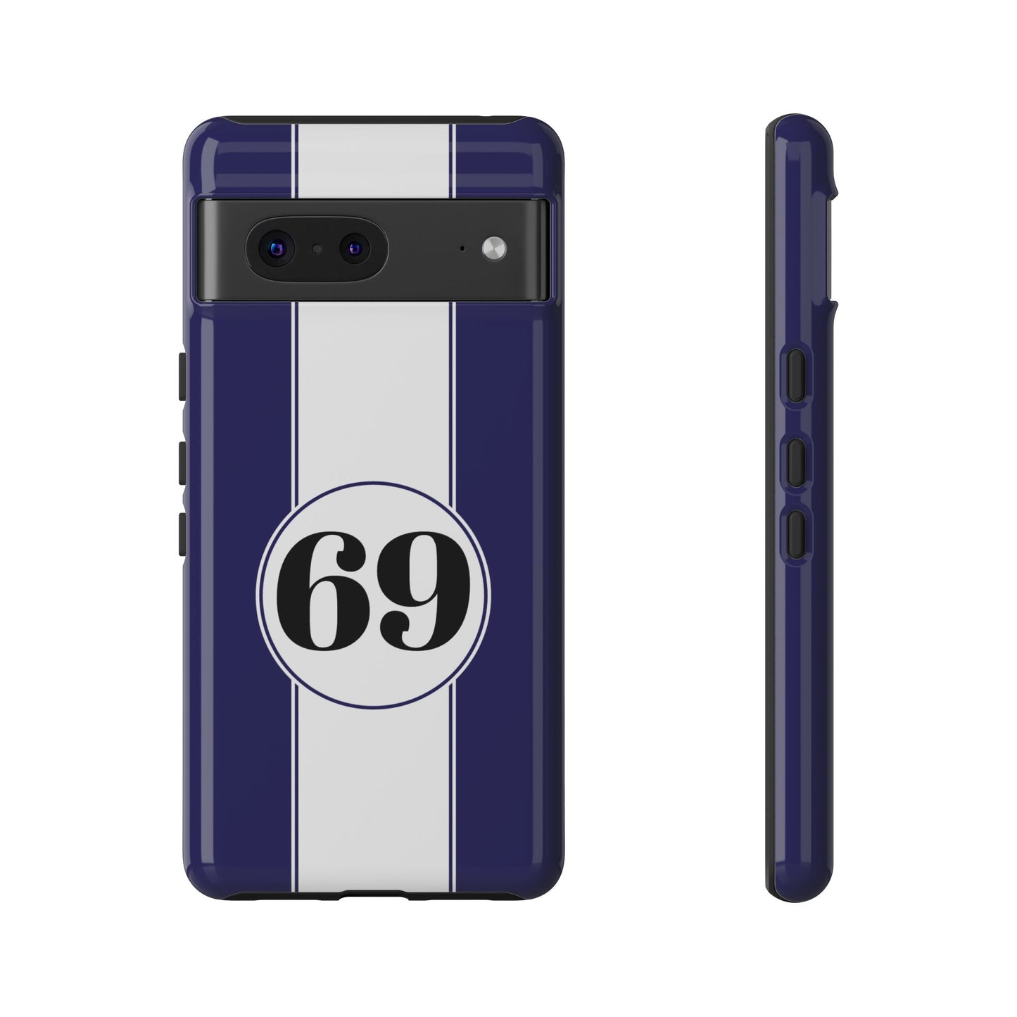 Custom Number Racing Stripe Tough Phone Case for Apple iPhone, Samsung Galaxy and Google Pixel.