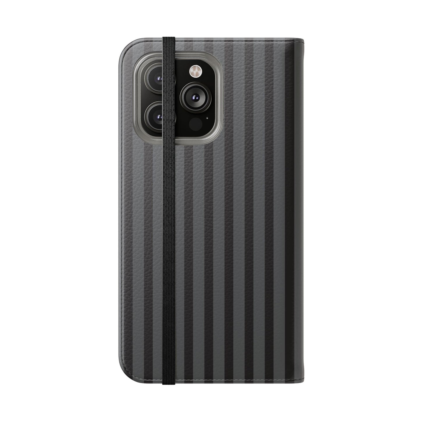 Striped Gray Flip Phone Case — Wallet Flip Case with Card Slots