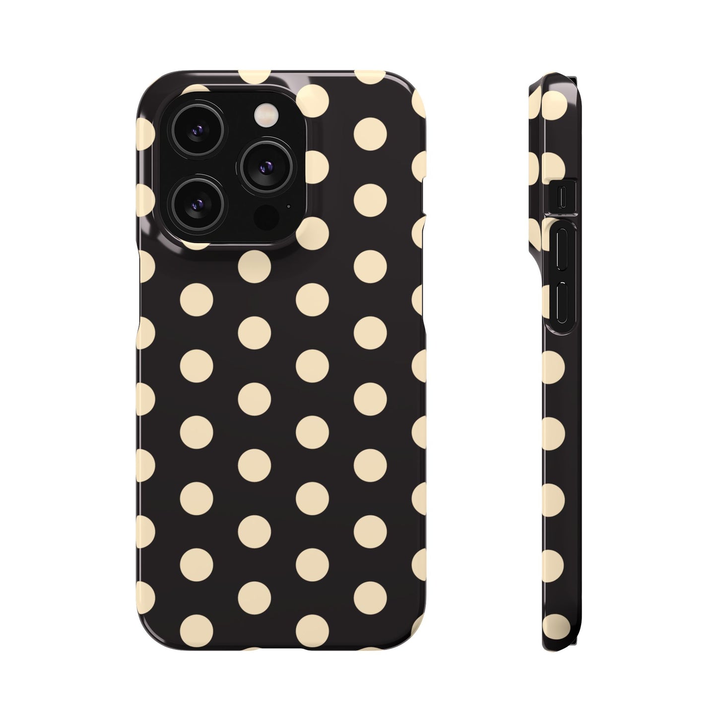 Polka Dot Snap Phone Case — Classic Black & Cream Retro Dots