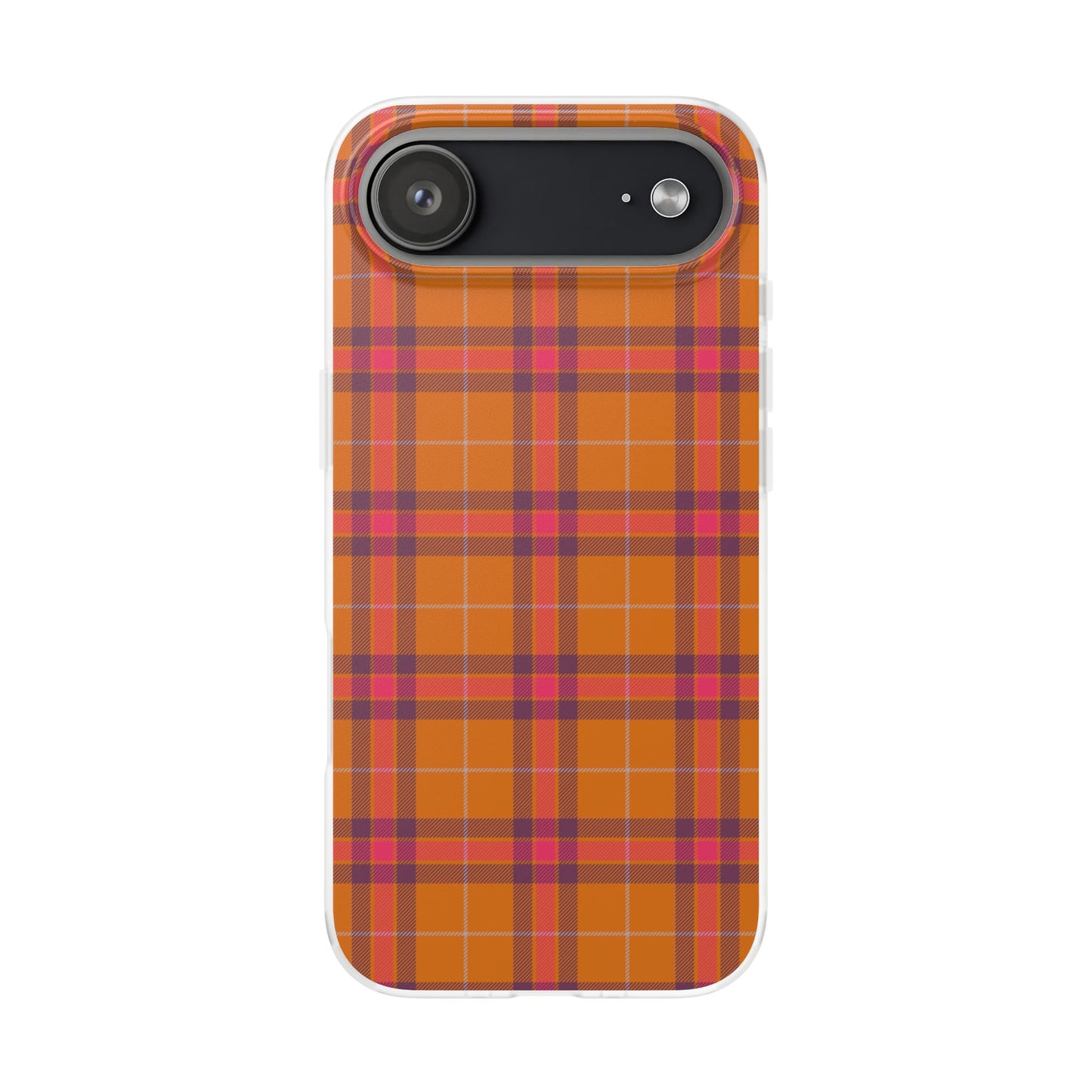 Orange Plaid Flexi Phone Case for Apple iPhone and Samsung Galaxy.