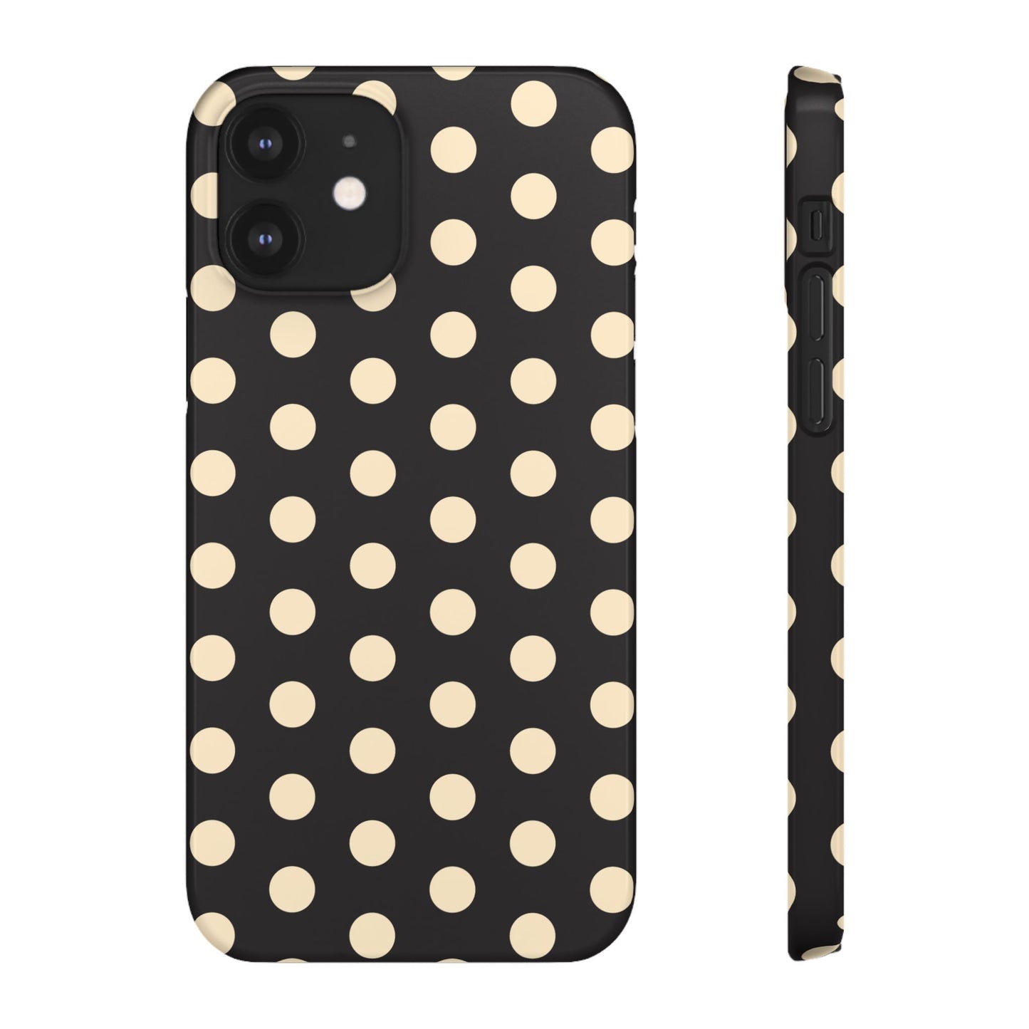 Polka Dot Snap Phone Case — Classic Black & Cream Retro Dots