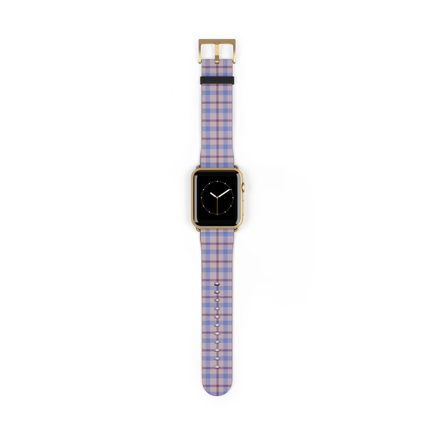 Lavender plaid Apple Watch band with pastel check pattern, cute watch band for women, faux leather strap, spring accessory
