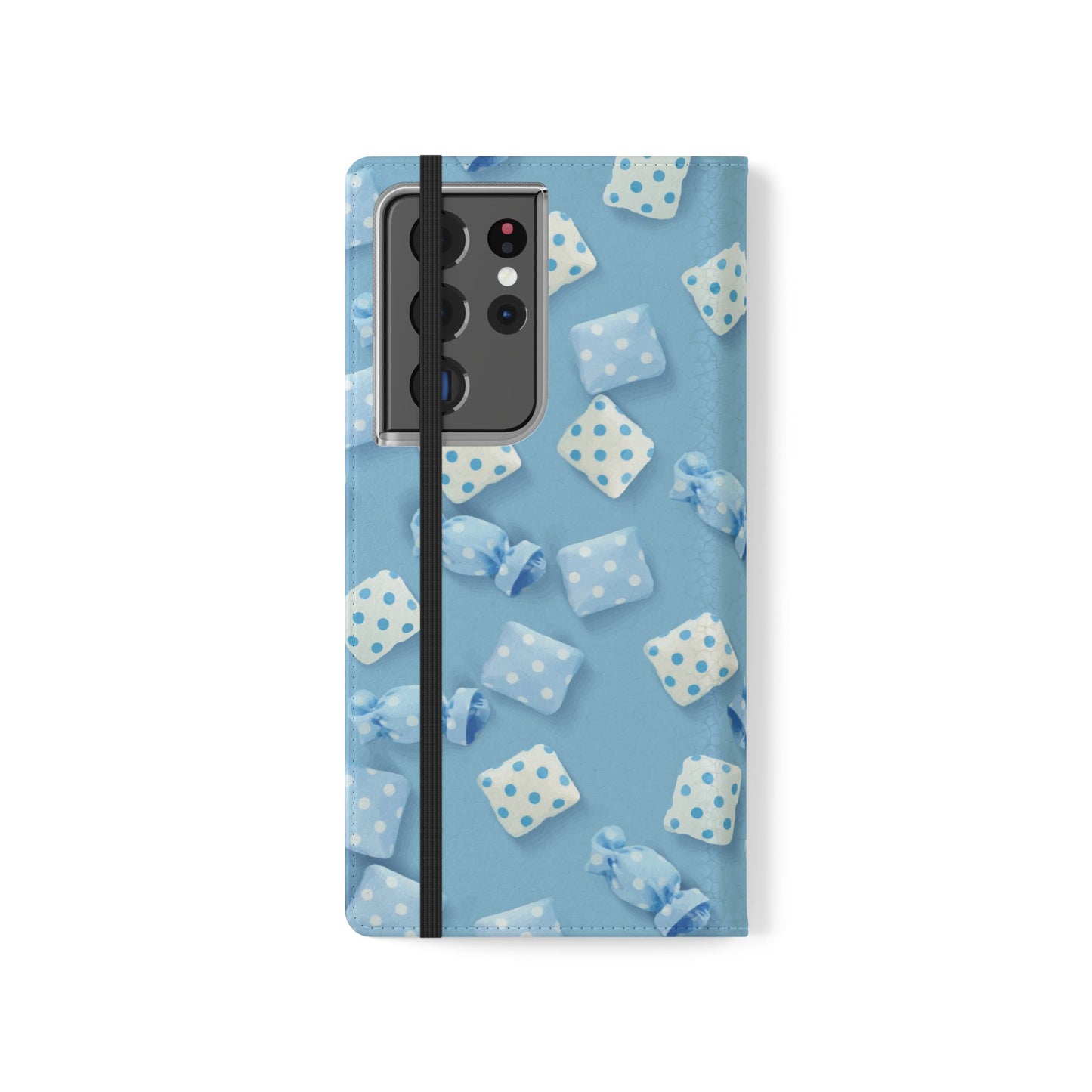 Pastel Blue Fabric Candy Flip Phone Case — Candy Wallet Cover