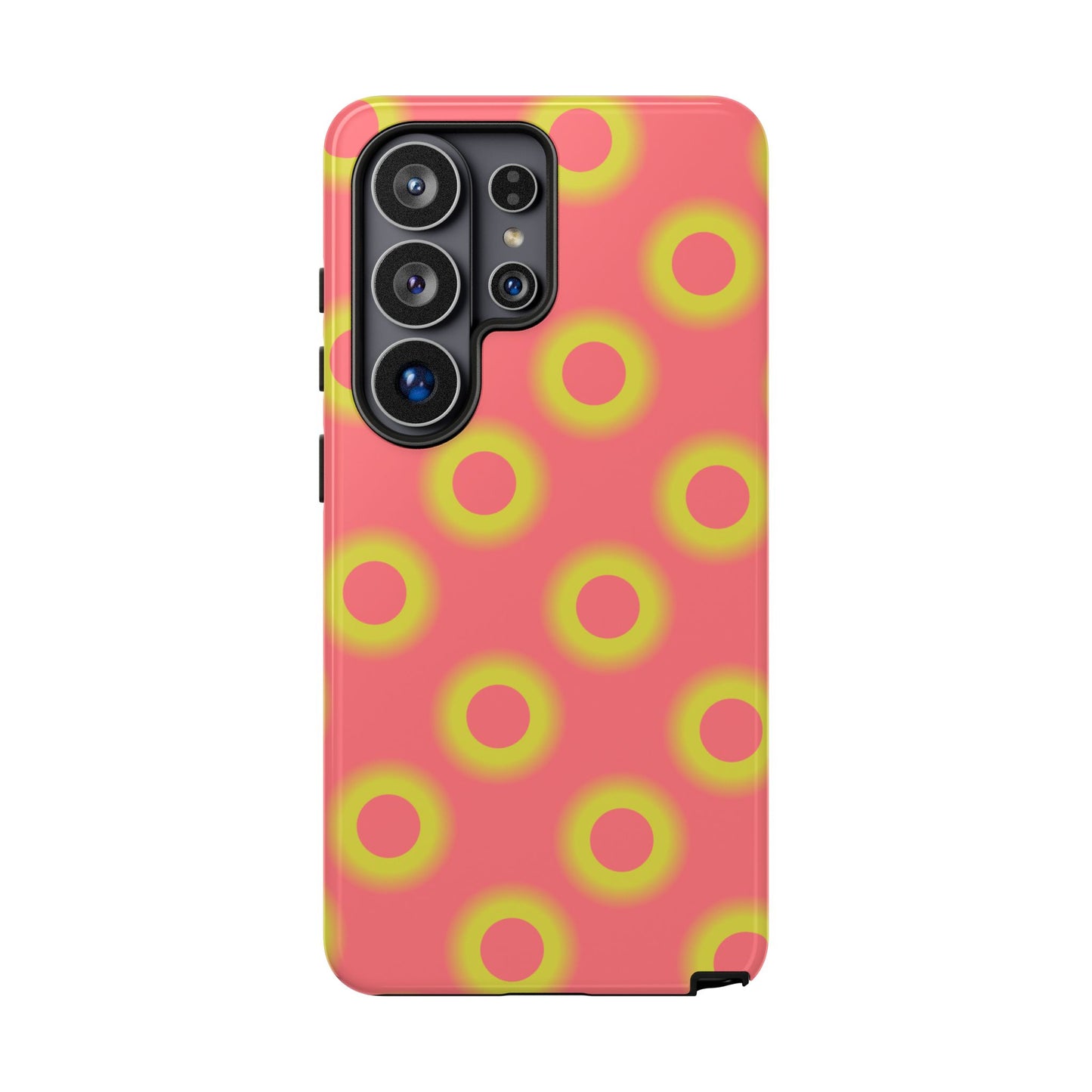 Neon Polka Dot Phone Case — Retro Pink & Lime Protective Cover