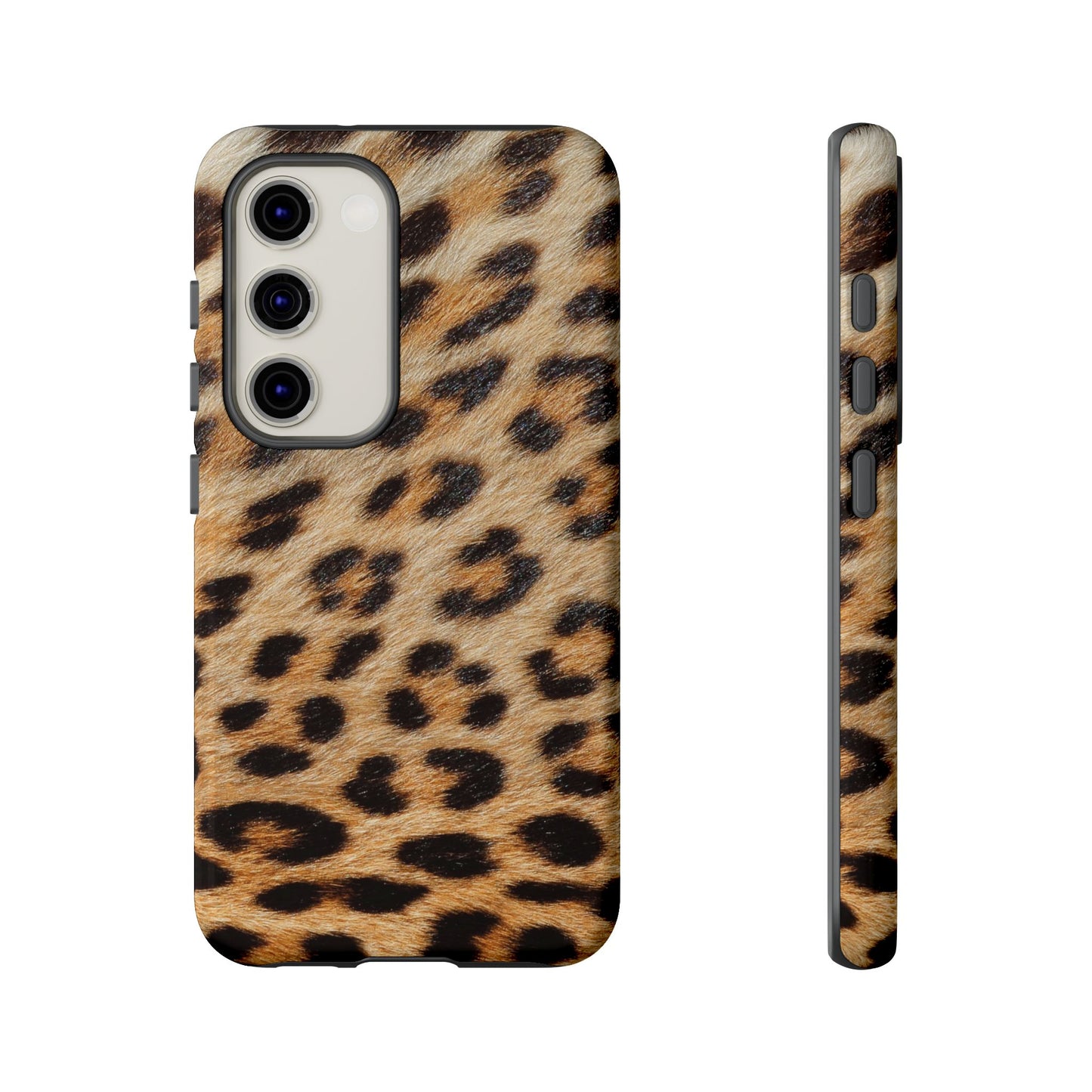 Leopard Print Tough Phone Case — Durable Protective Case with Wild Animal Fur Design