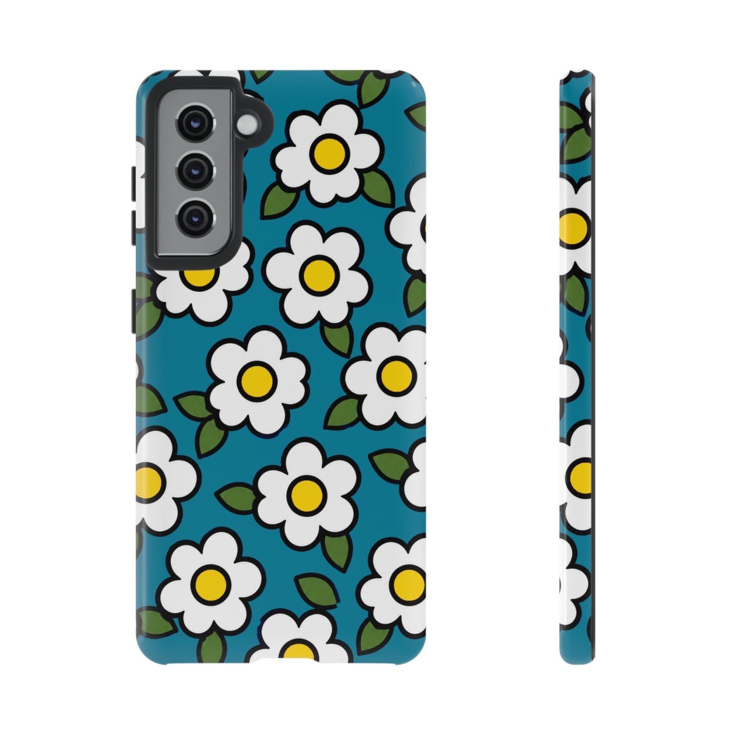 Blue Daisy Tough Phone Case — Floral Protective iPhone Cover