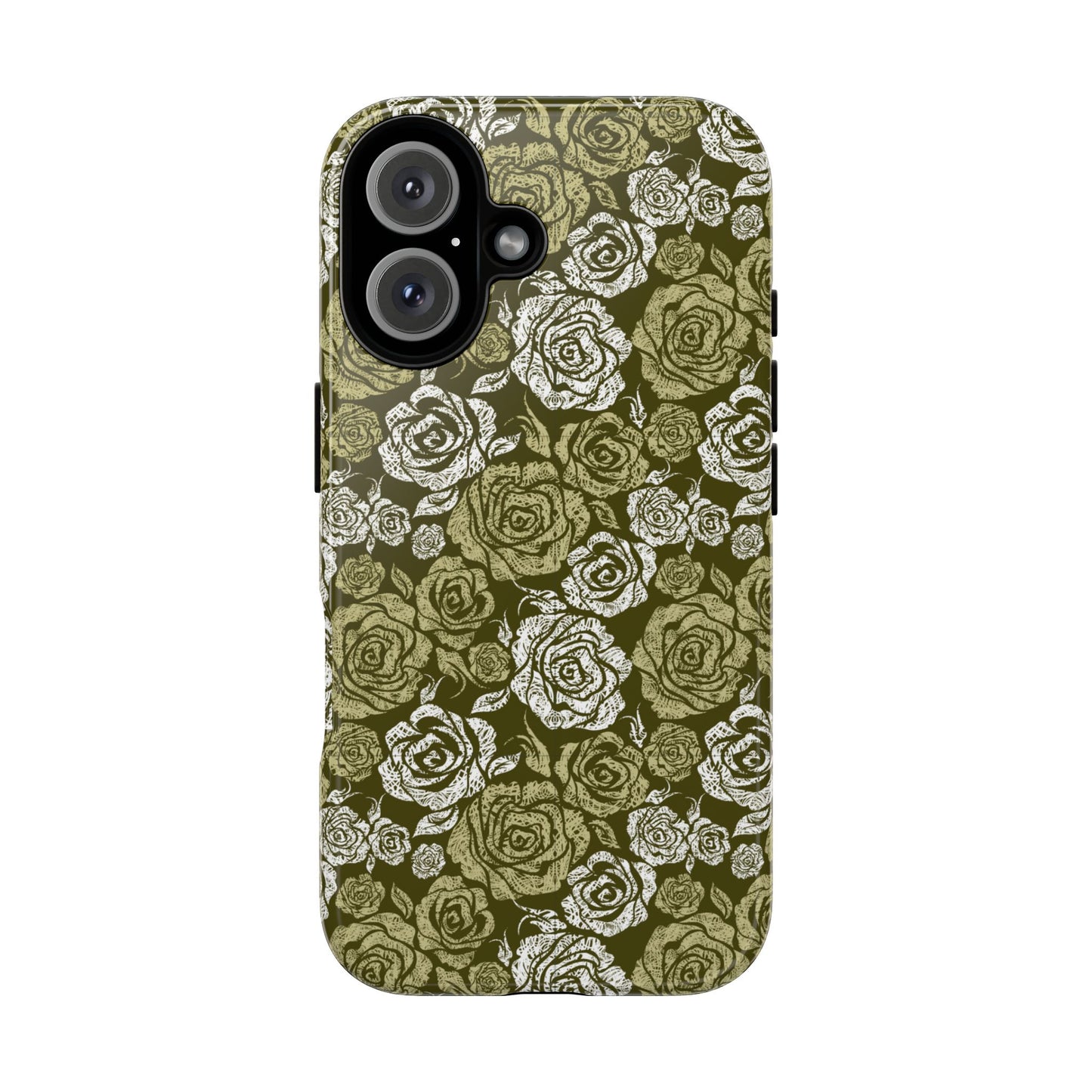 Floral Olive Rose Pattern Tough Phone Case
