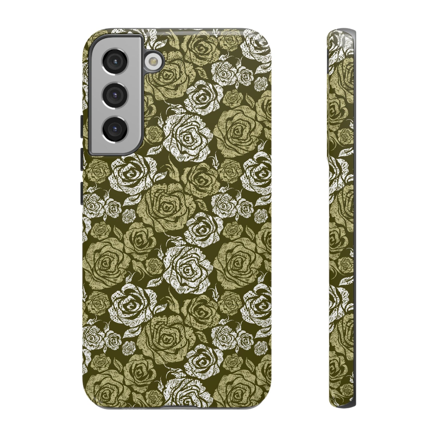 Floral Olive Rose Pattern Tough Phone Case