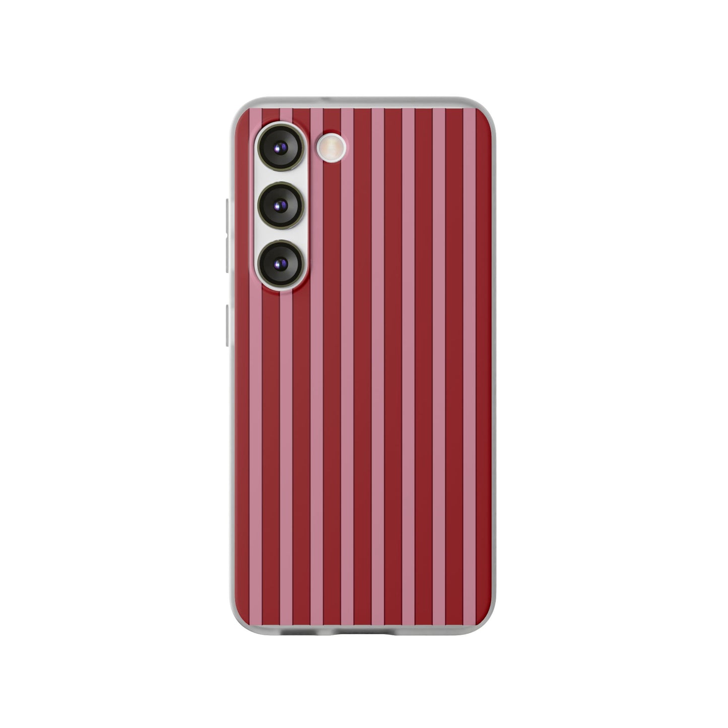 Red Vertical Stripe Protective Flexi Case for Apple iPhone, Samsung Galaxy.